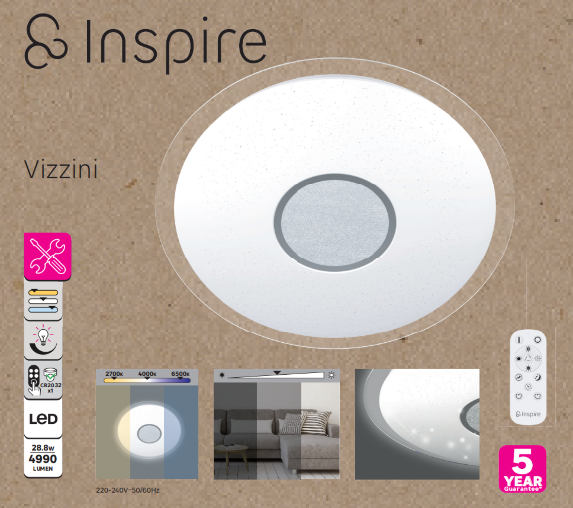 Candeeiro de teto INSPIRE VIZZINI STAR 3800lm ferro - 11