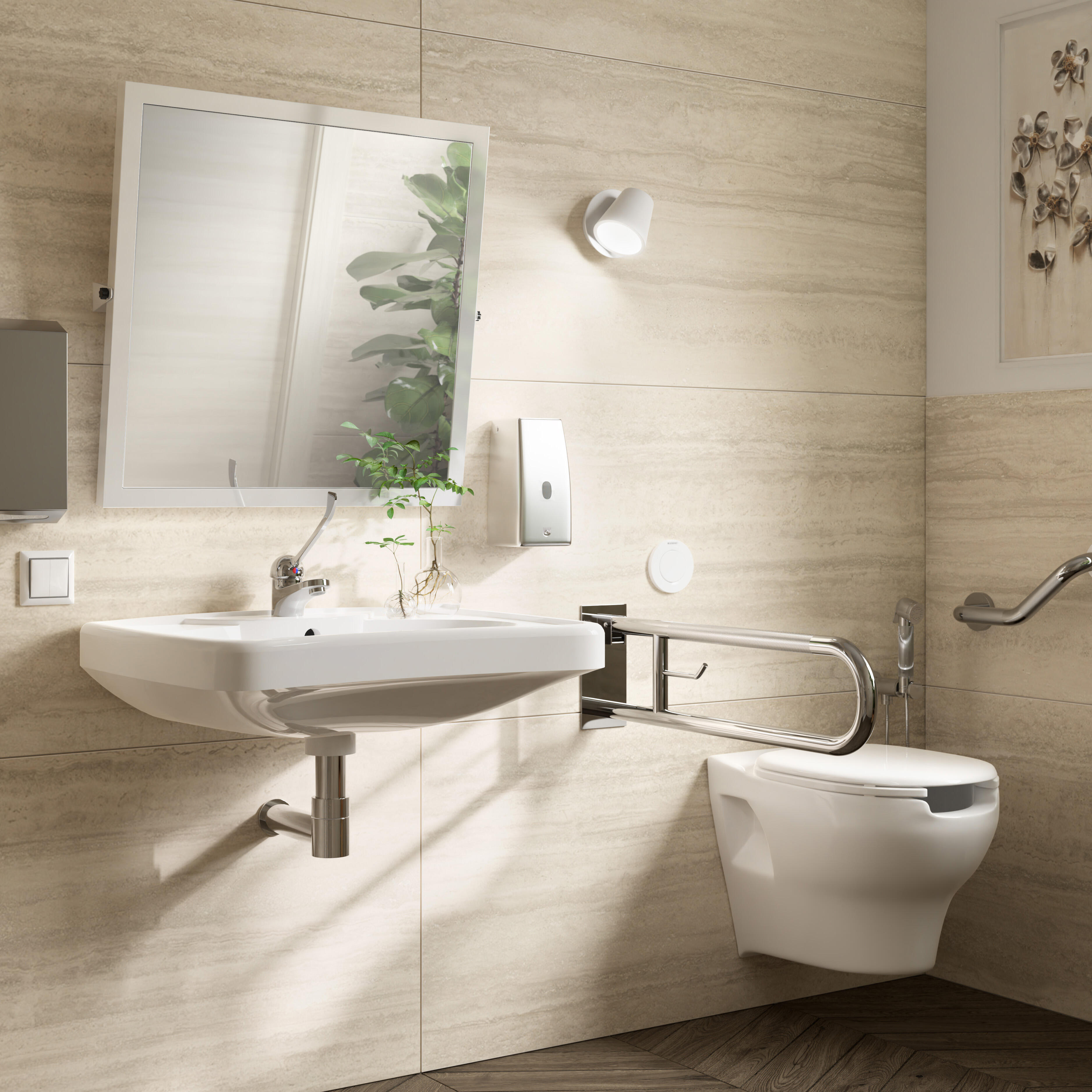 Lavabo sospeso quadrato 110 T L 68 x H 23 x P 53 cm in ceramica bianco lucido - 2