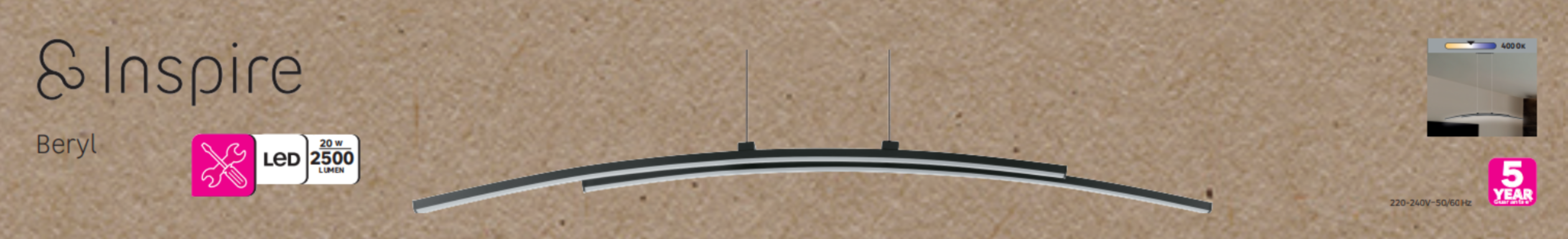 Lampa wisząca Beryl czarna LED Inspire - 6