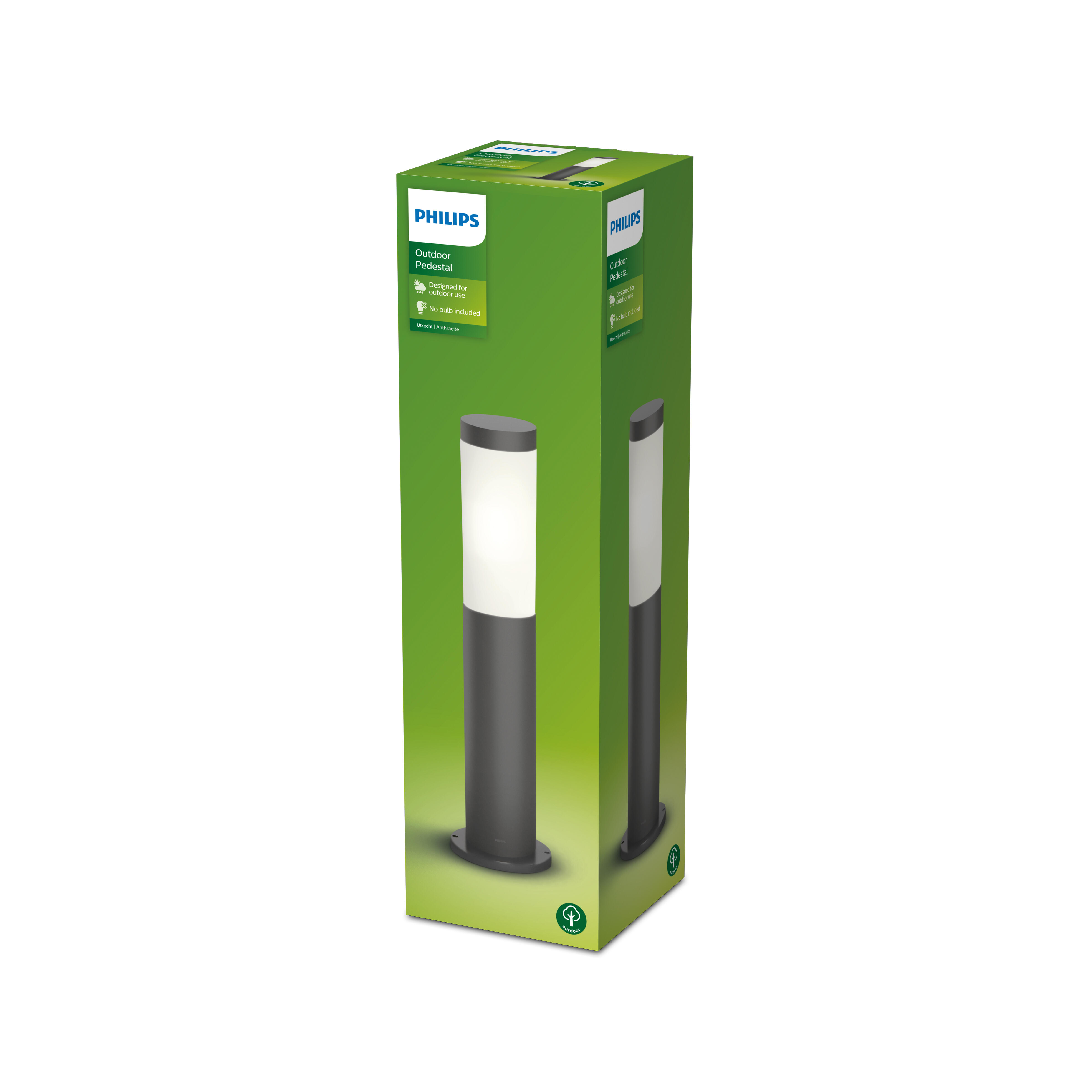 Baliza de jardín exterior E27 Utrecht Philips 45 cm antracita resistencia IP44 - 4