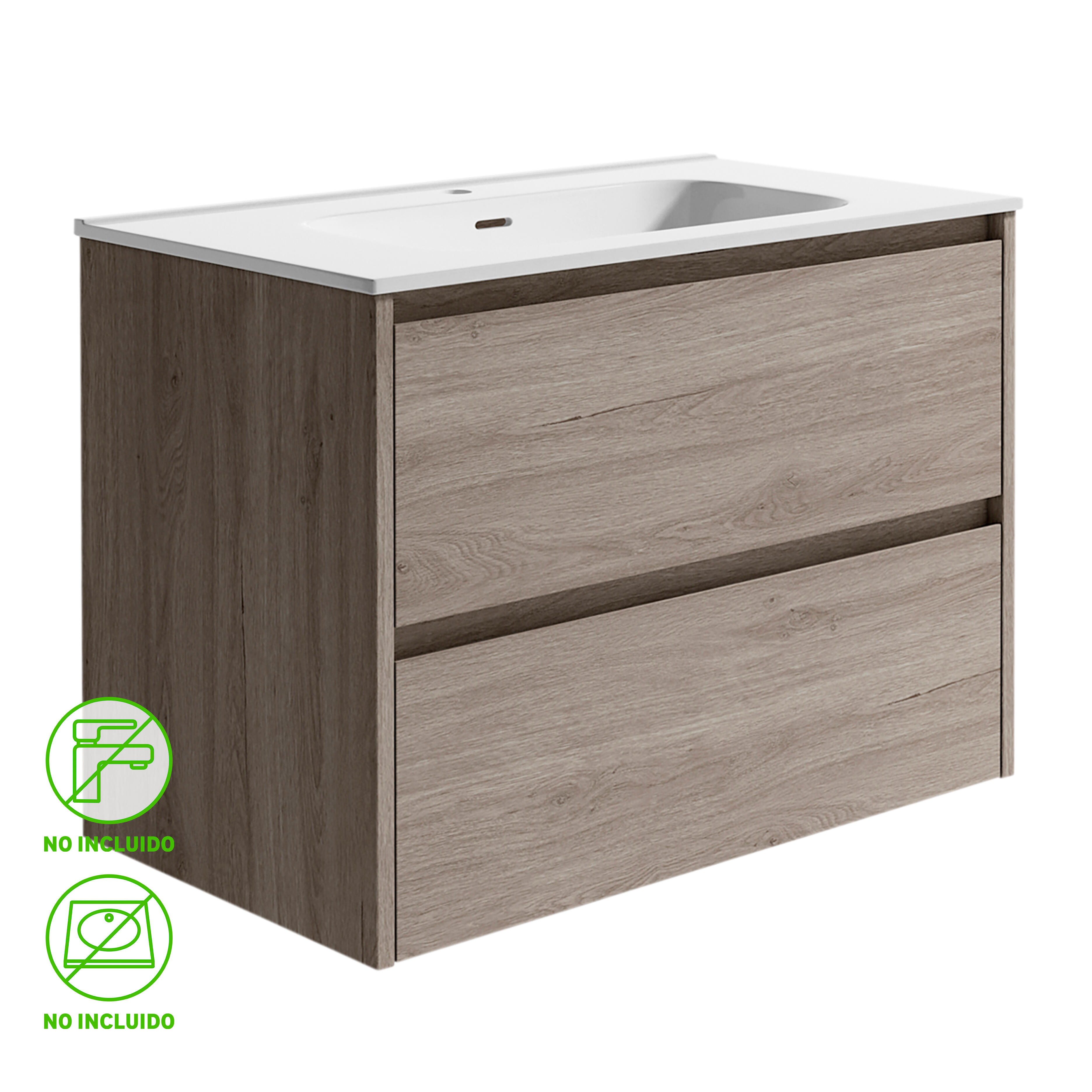 Mueble de baño moon roble gris 80x48 cm (lavabo no incluido)