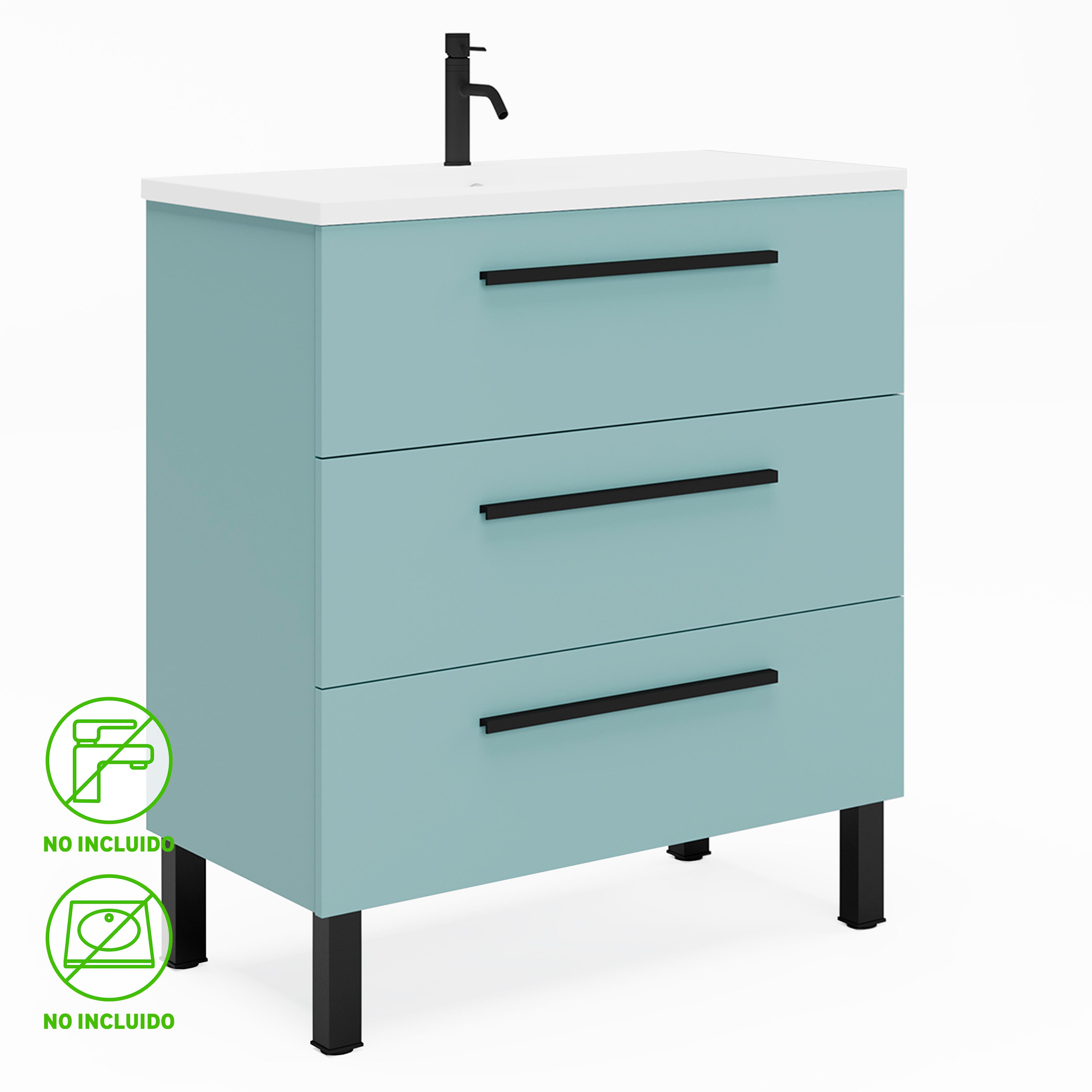 Mueble de baño madrid verde 60x39 cm