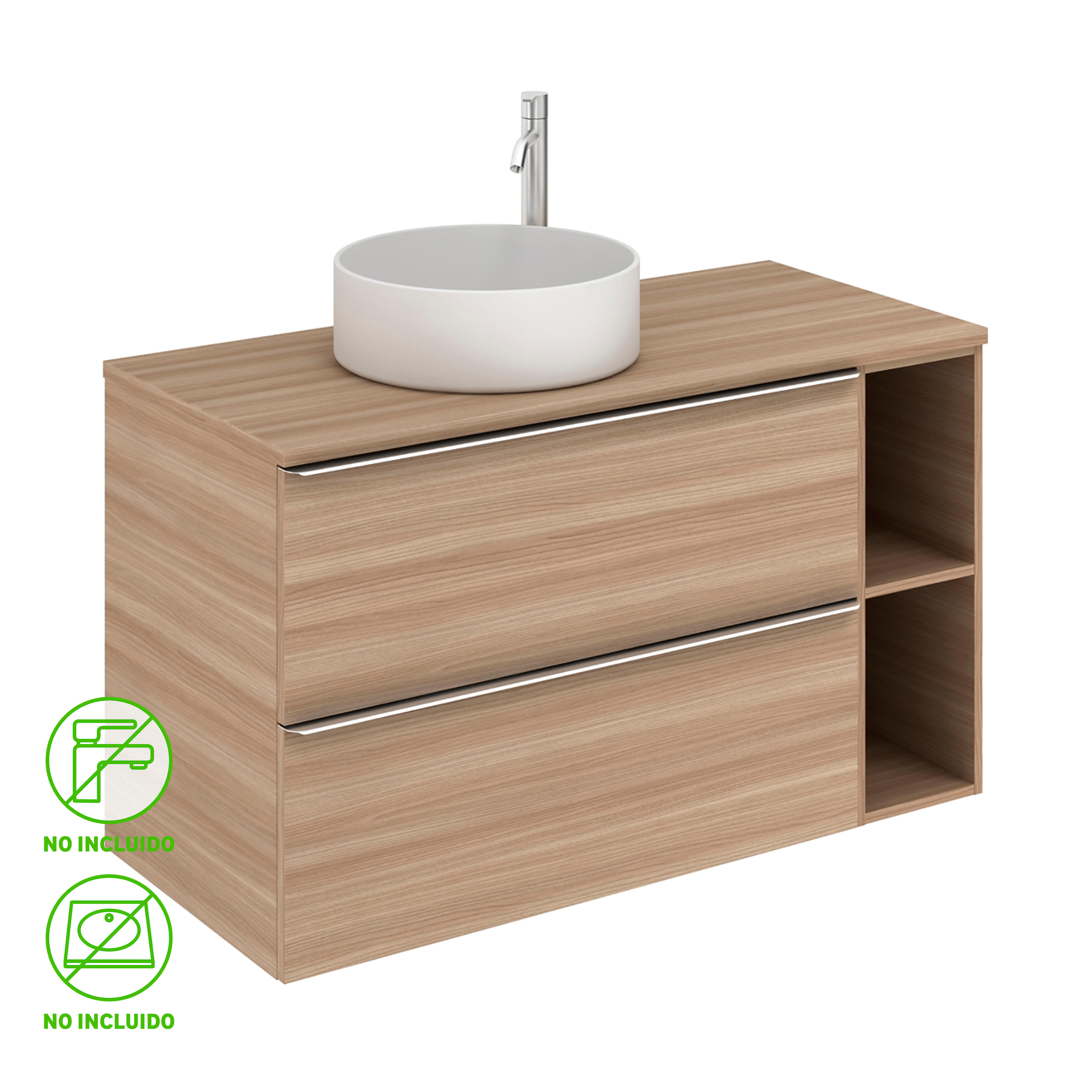 Mueble de baño komplett imitación nogal 100x45 cm