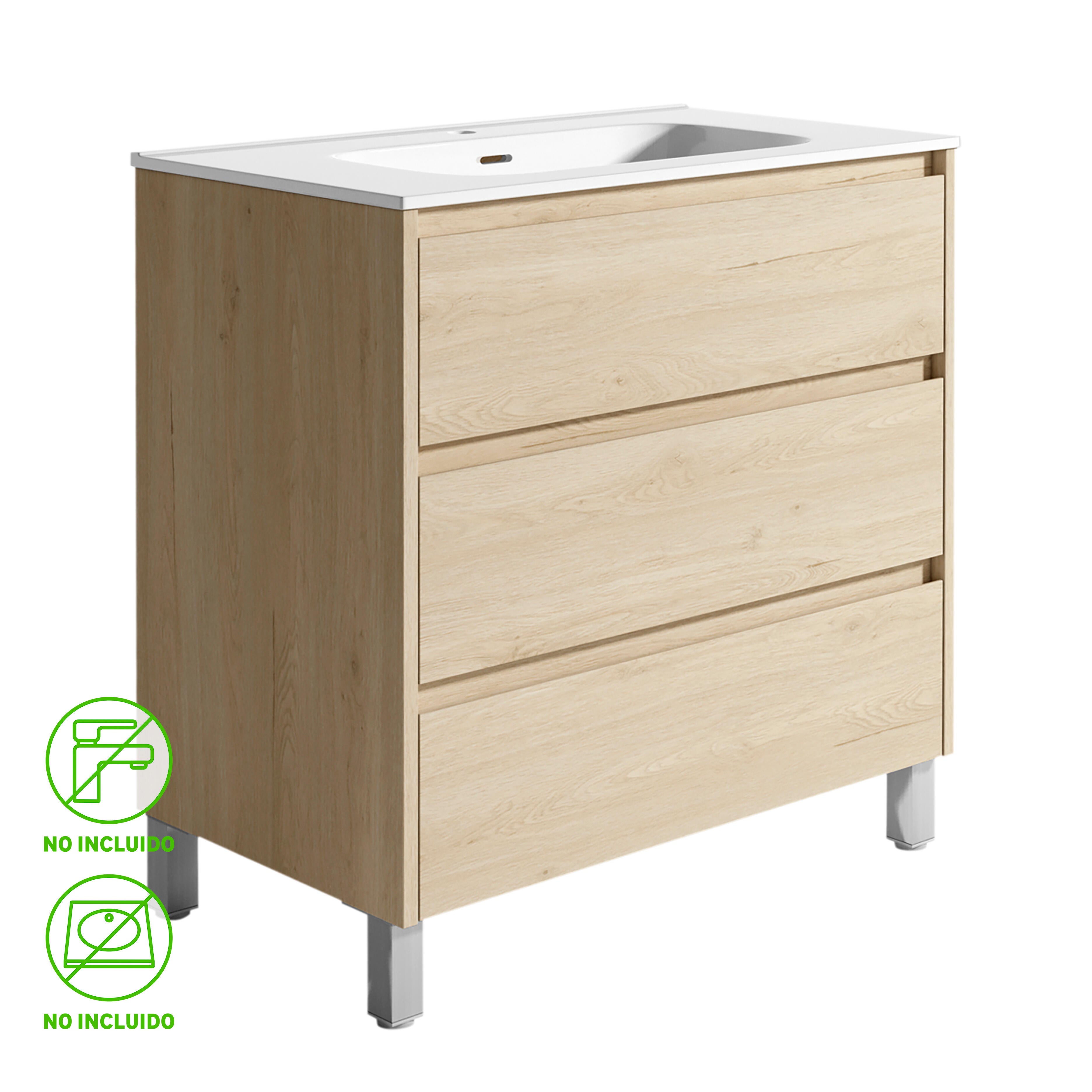 Mueble de baño moon roble 80x48 cm (lavabo no incluido)