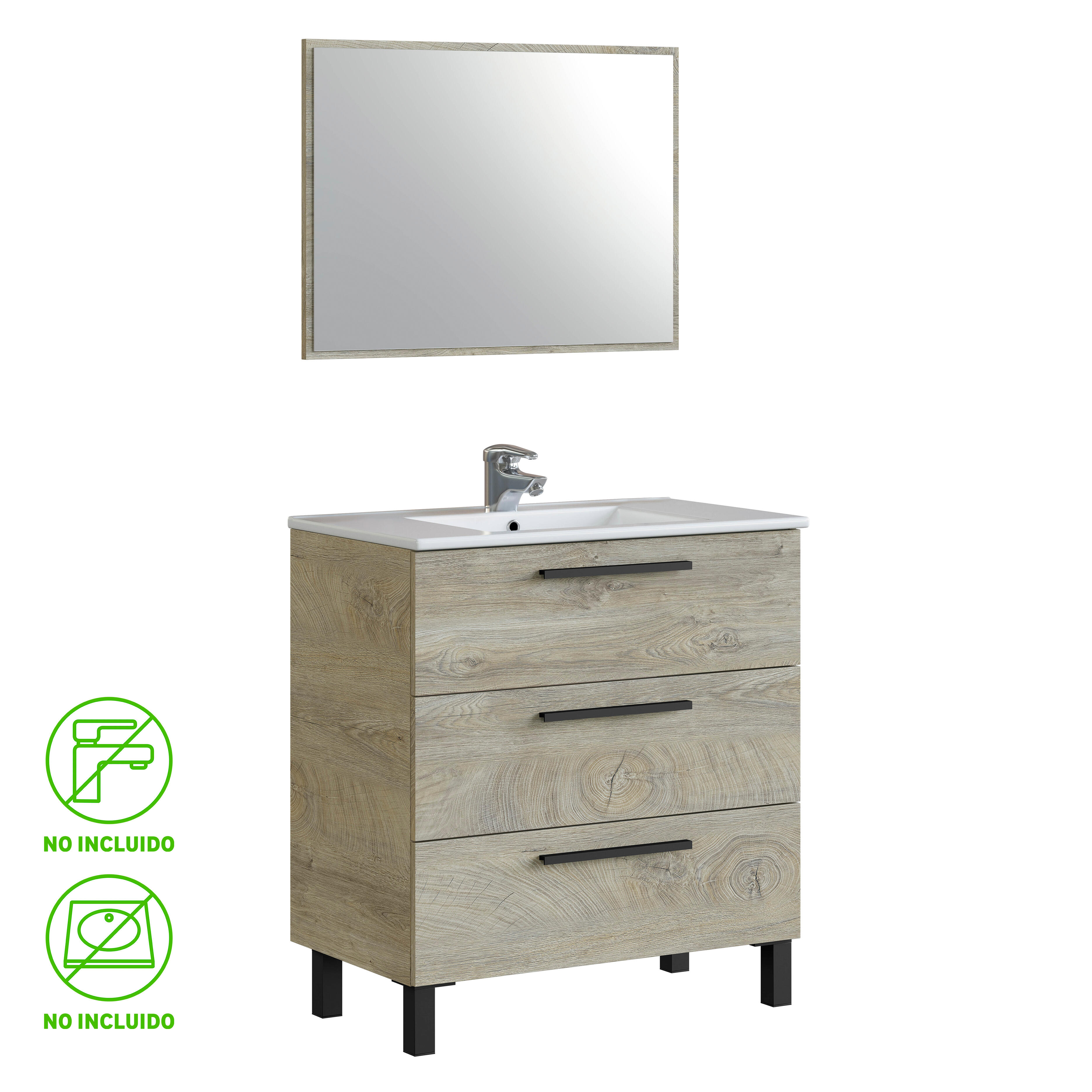 Mueble de baño athena roble 80x45 cm