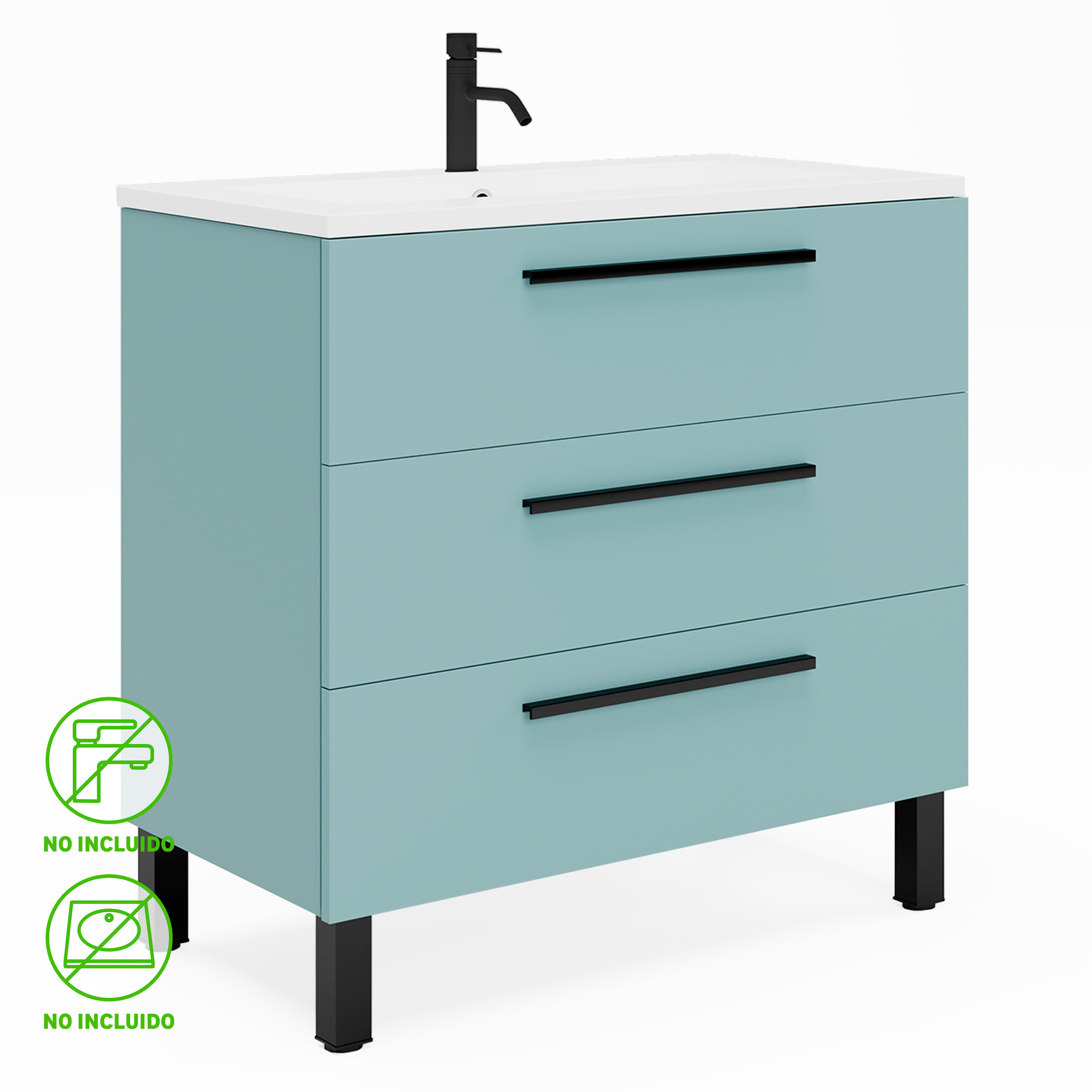 Mueble de baño madrid verde 60x45 cm