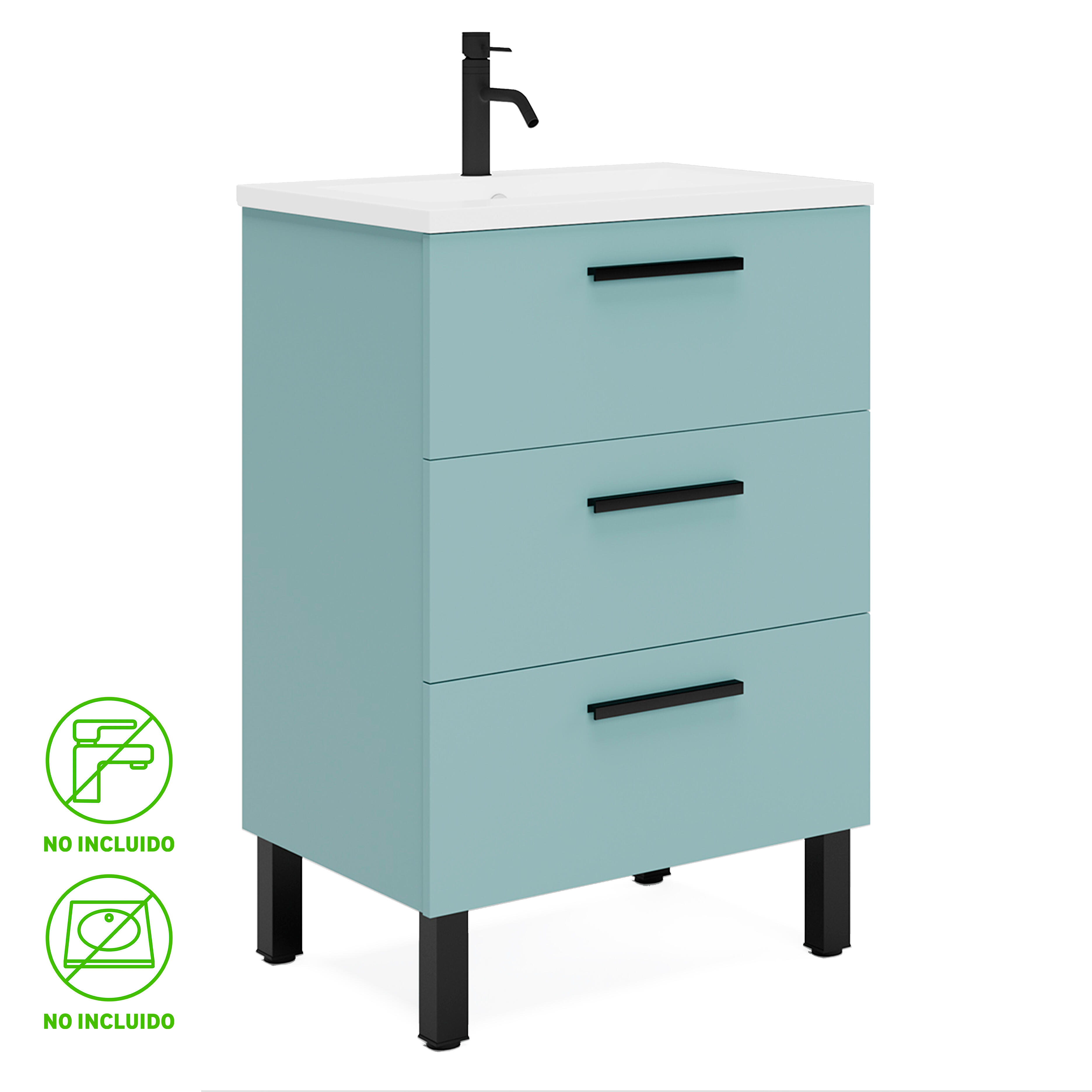 Mueble de baño madrid verde 70x39 cm