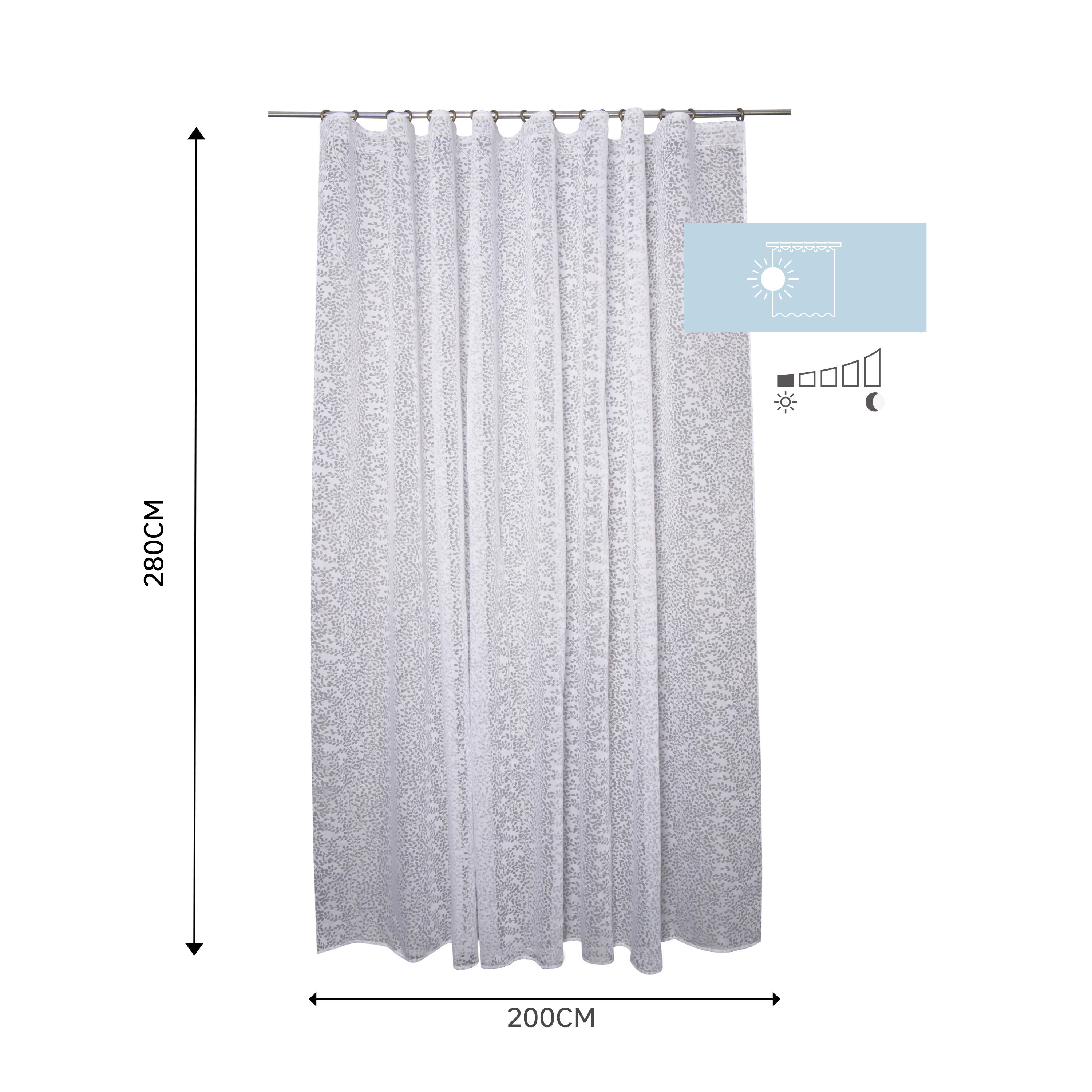 Visillo cinta fruncida, trabillas Osaki viscosa planta blanco INSPIRE de 200x280cm. Incluye cinta termoadhesiva - 2
