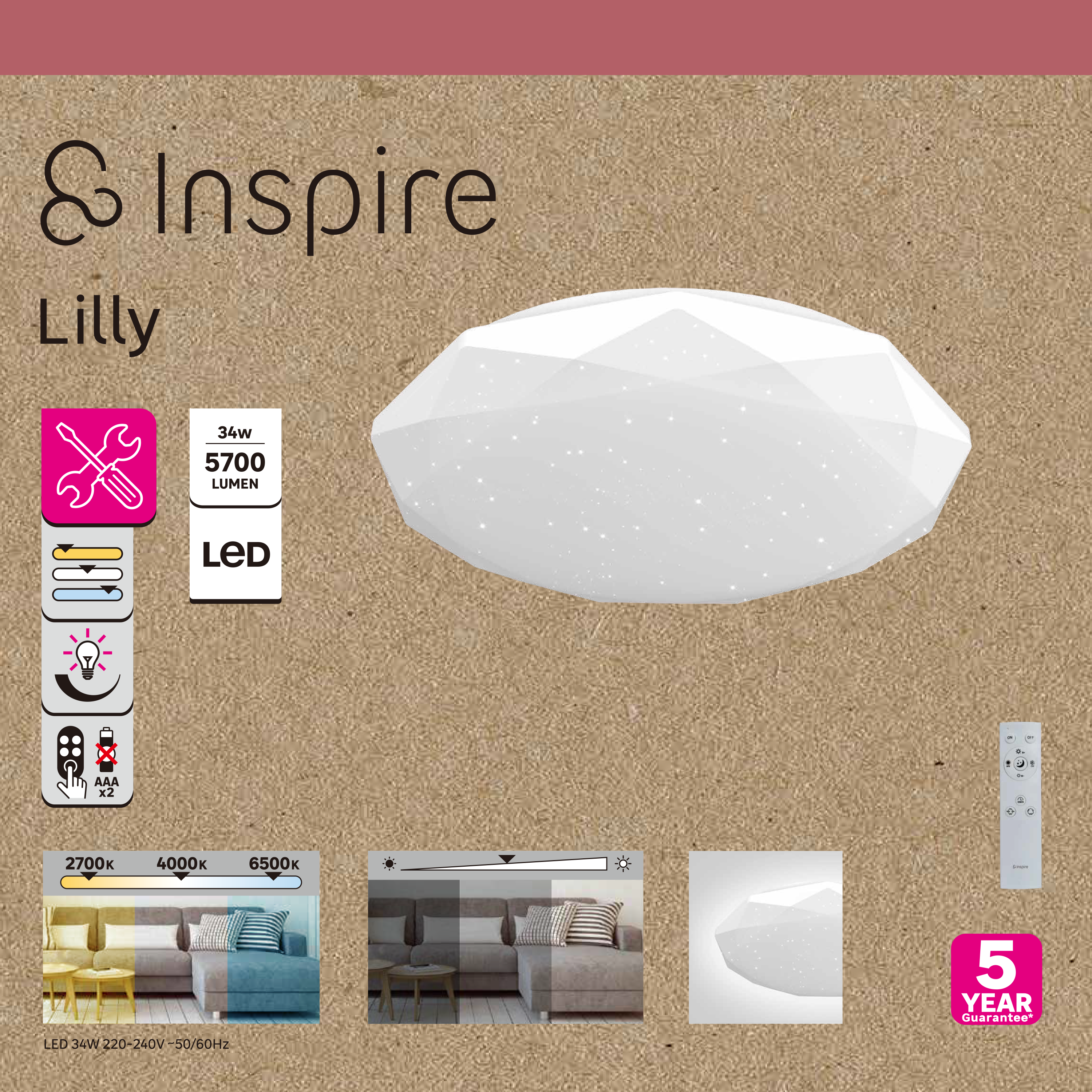 Candeeiro de teto 5700lm D60cm ferro Inspire - 9