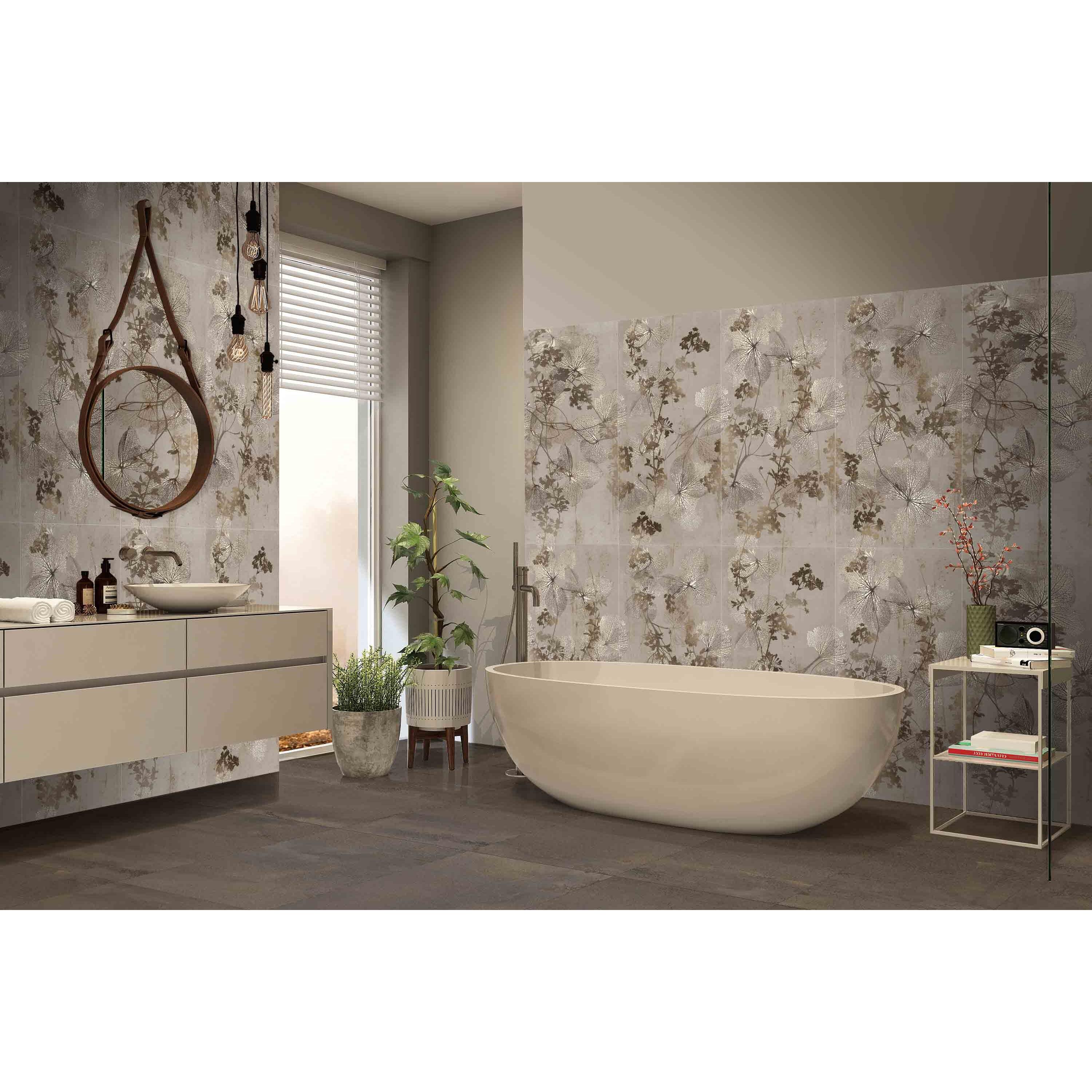 Piastrella da pavimento e rivestimento interno 60 x 120 cm Sp. 9.5 mm rettificato Habita Leaf in gres porcellanato grigio e beige opaco traffico medio forte (pei 3/5) R9 1.44 mq - 6