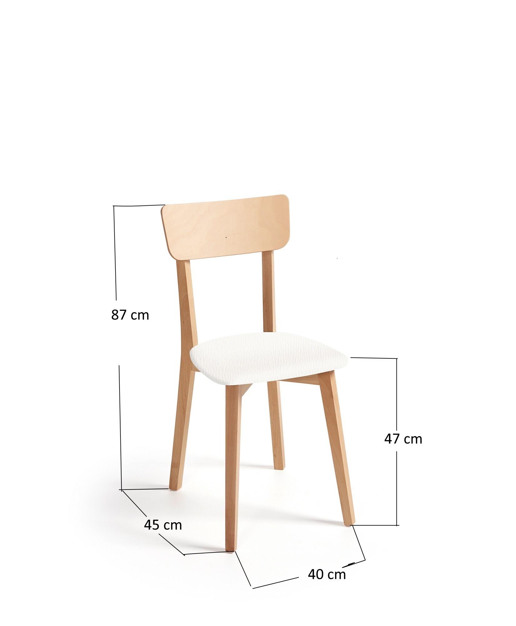 Silla de cocina zaida zaida de madera natural 01 michigan nieve 40x87x45cm
