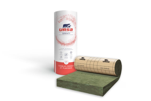 Rouleau laine de verre Kraft TH40 R = 7,5 L.260 x l.120 cm Ep.300 mm pour combles perdues - SERENITY- URSA