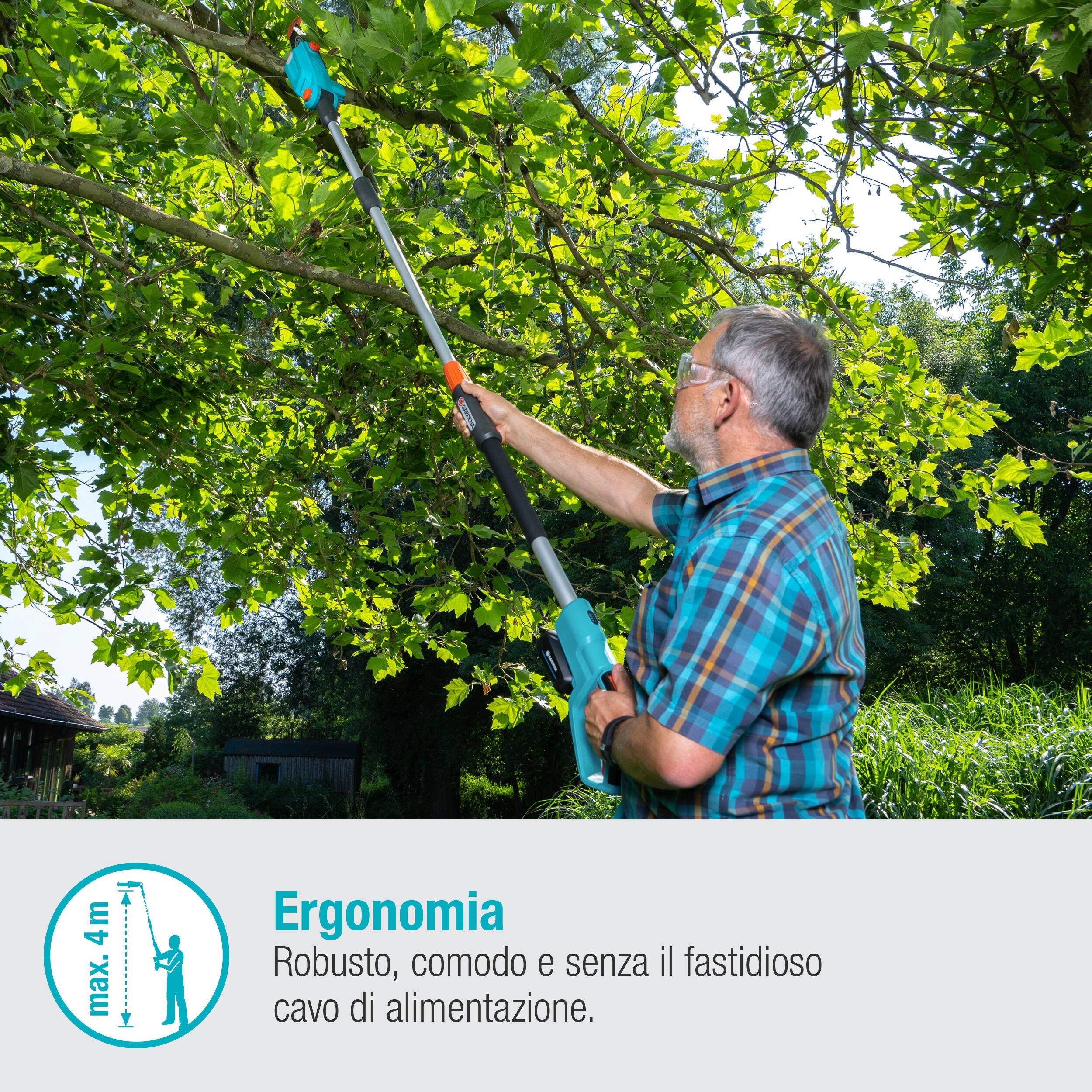 Potatore telescopico a batteria GARDENA TCS POWER FOR ALL 18V barra da 20 cm, 1 batteria inclusa - 9