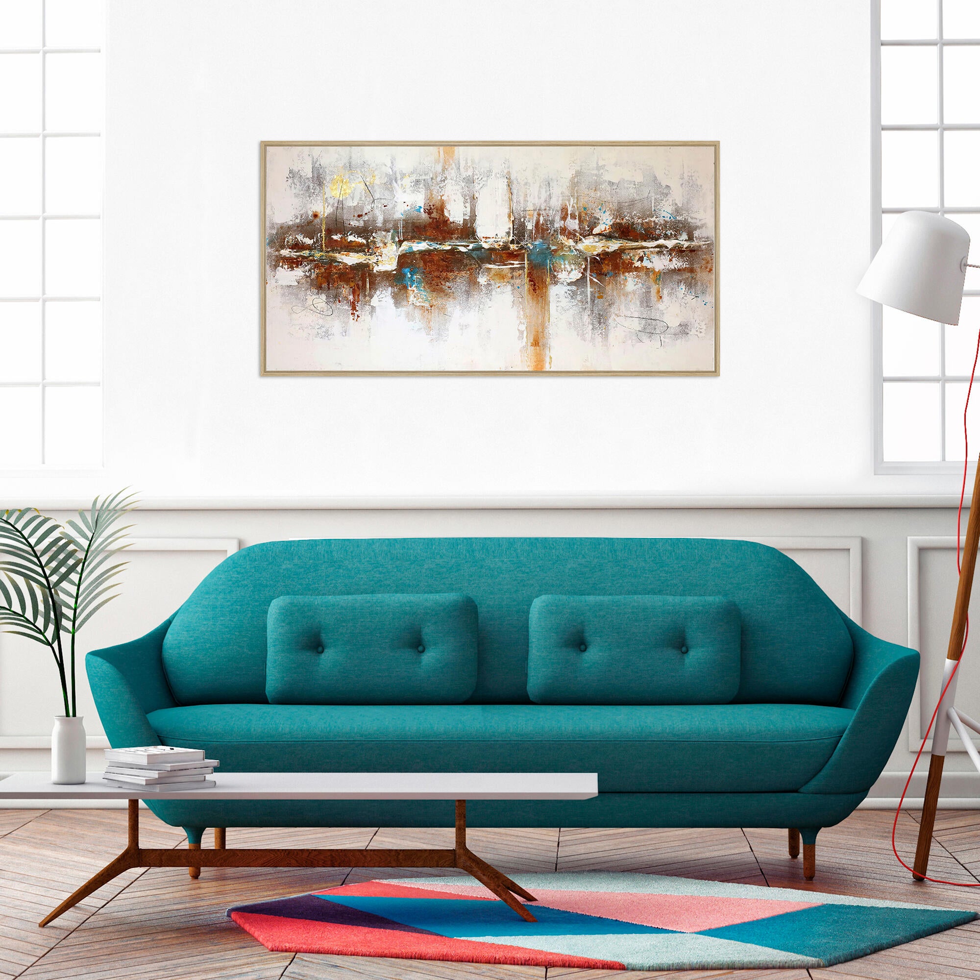 Cuadro pintado con marco abstracto reflejo 123 cm x 63 cm
