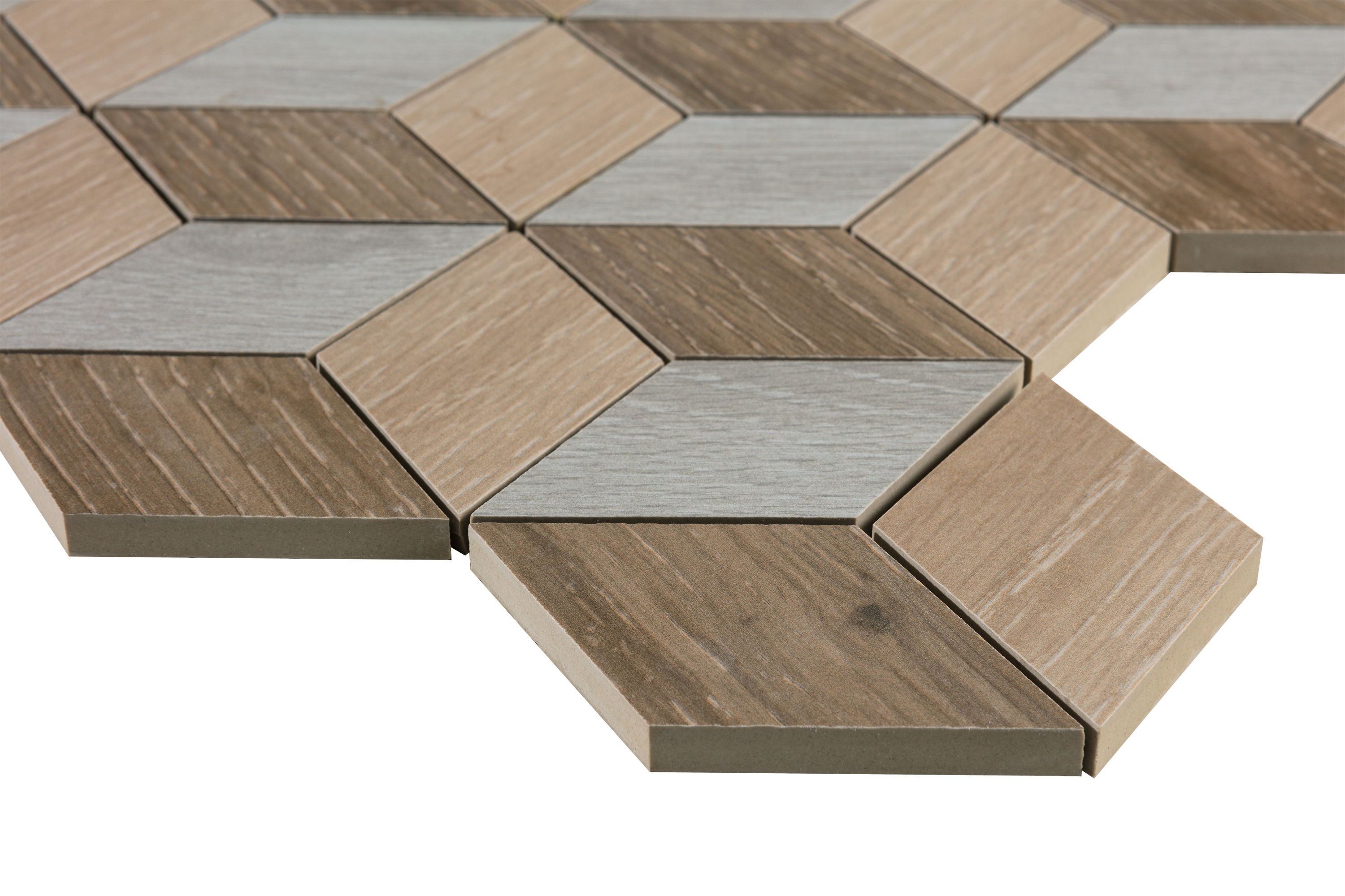 Azulejo mosaico cerámica living efecto madera marrón 29.5x34 cm artens