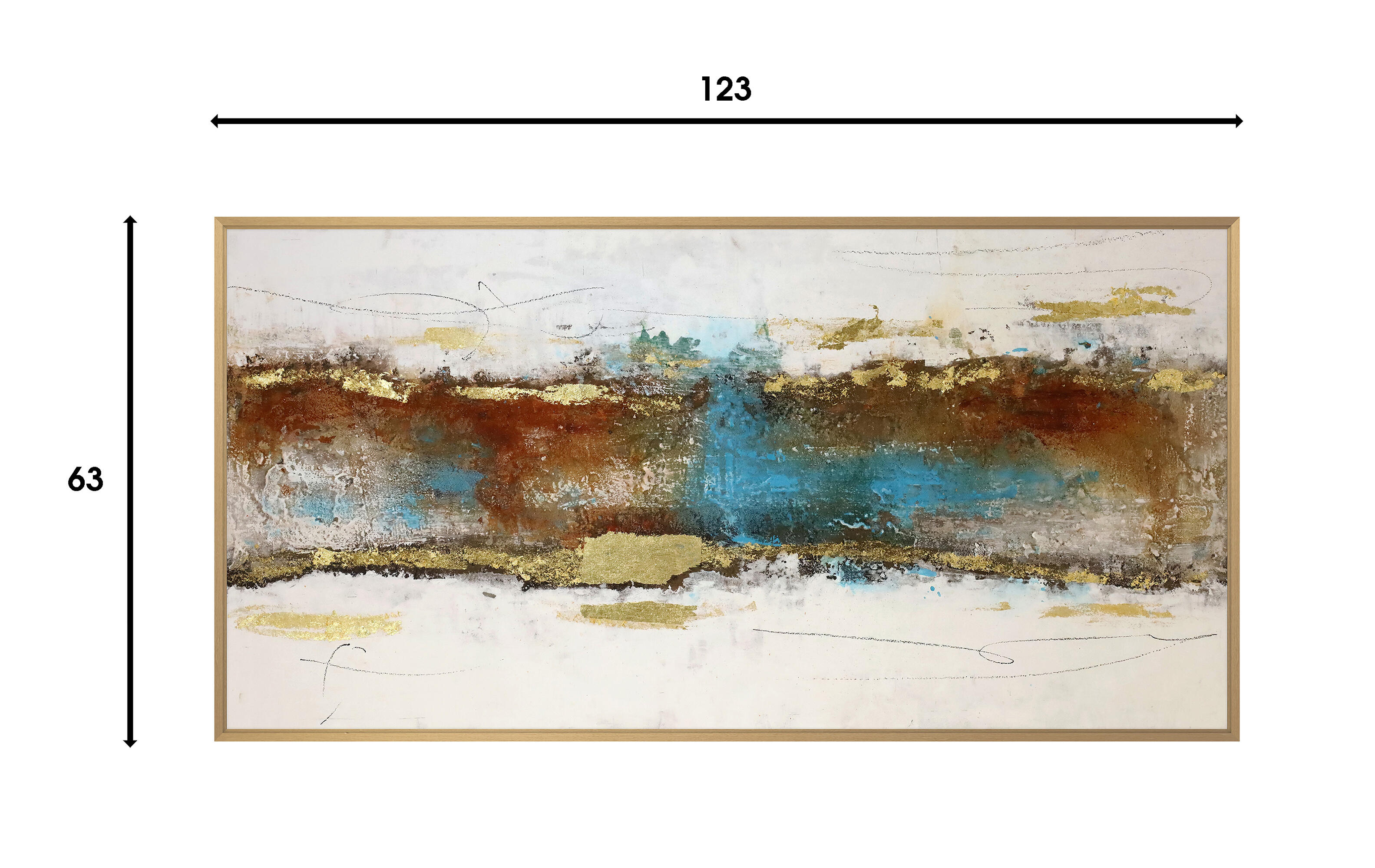 Quadro com moldura Original Abstrato turquesa 60x120 cm - 5