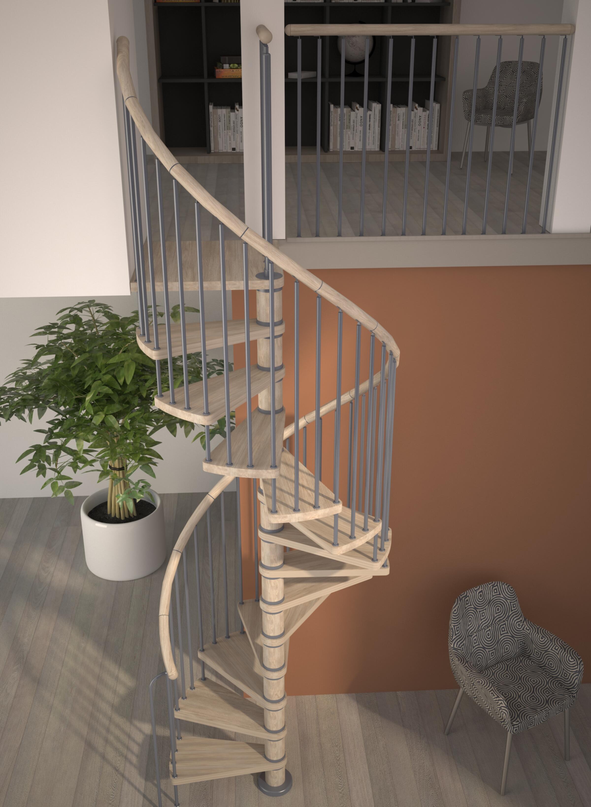 Kit barandilla interior columbia madera roble fijación suelo 140cm