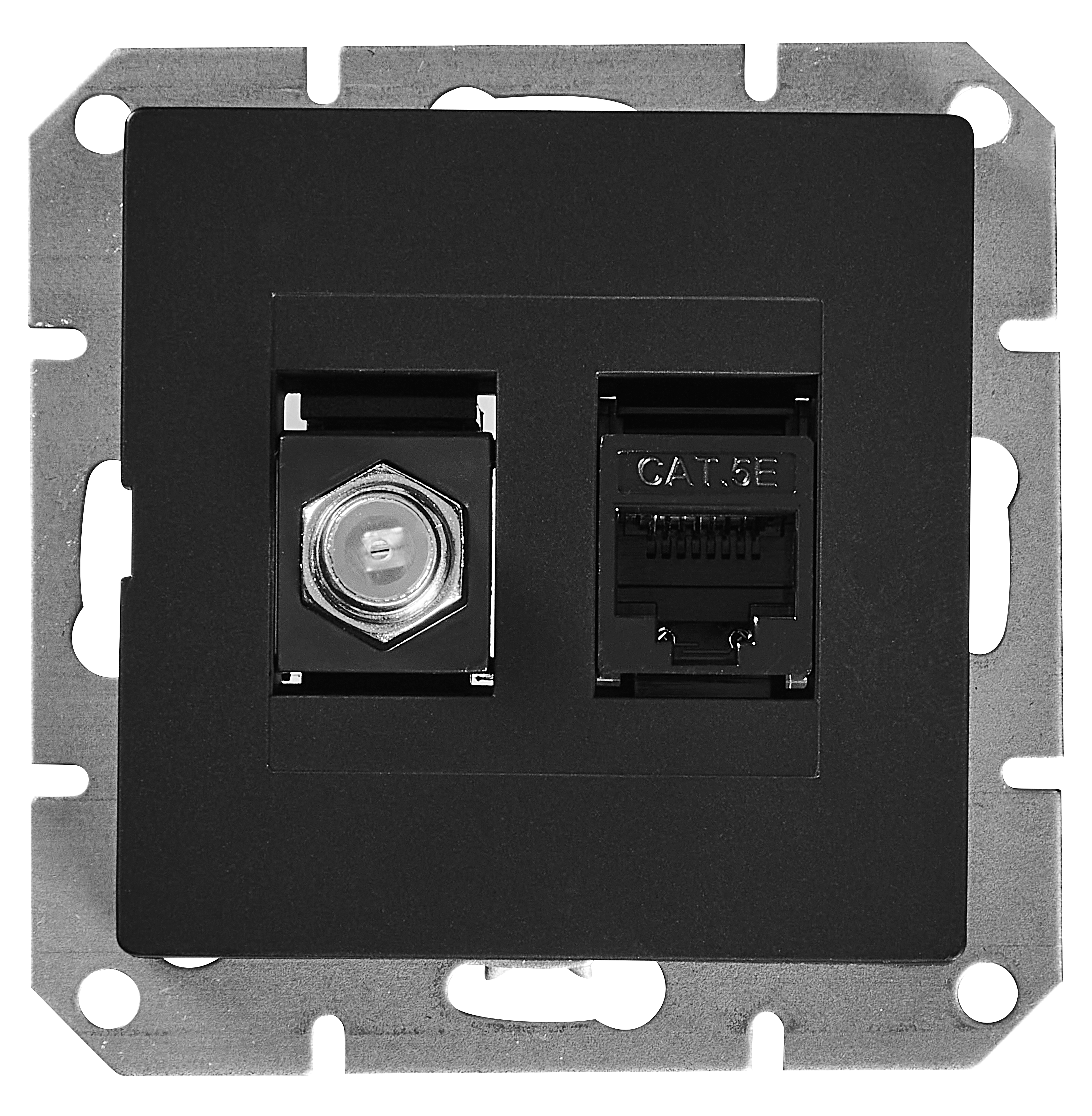 Gniazdo telewizyjno - komputerowe F/RJ45 PRESTIGE Czarny mat TIMEX