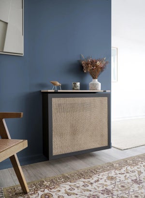 Grille Cache Radiateur En Aluminium Noir 60x60x2.5cm - Meuble Dissimulateur Ventilation Murale
