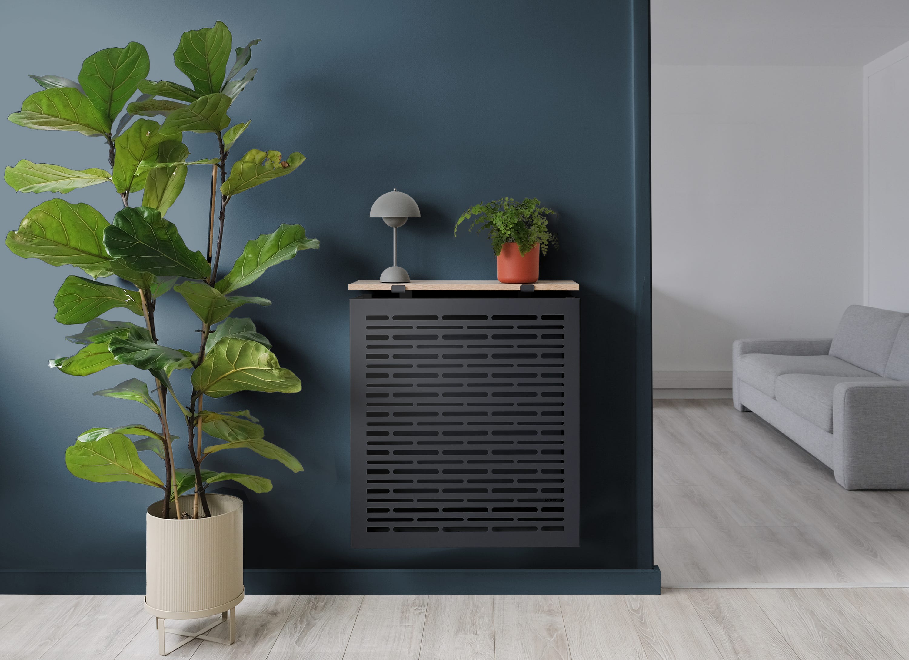 Cache-radiateur en bois massif de pin noir 210x21x85 cm avec étagère pratique - VGEBY Cache-radiateur en bois massif de pin noir 210x21x85 cm avec étagère pratique - VGEBY