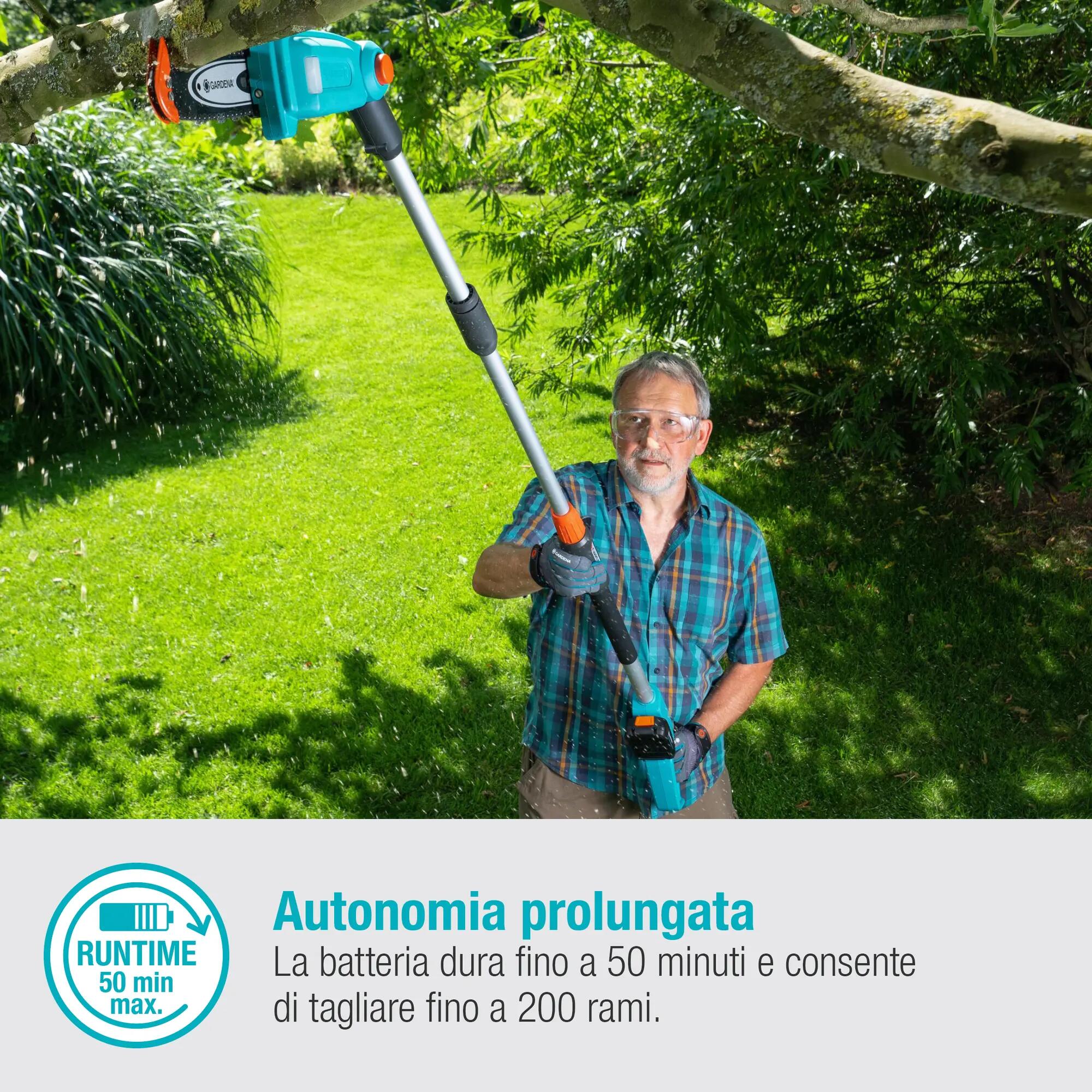 Potatore telescopico a batteria GARDENA TCS POWER FOR ALL 18V barra da 20 cm, 1 batteria inclusa - 4