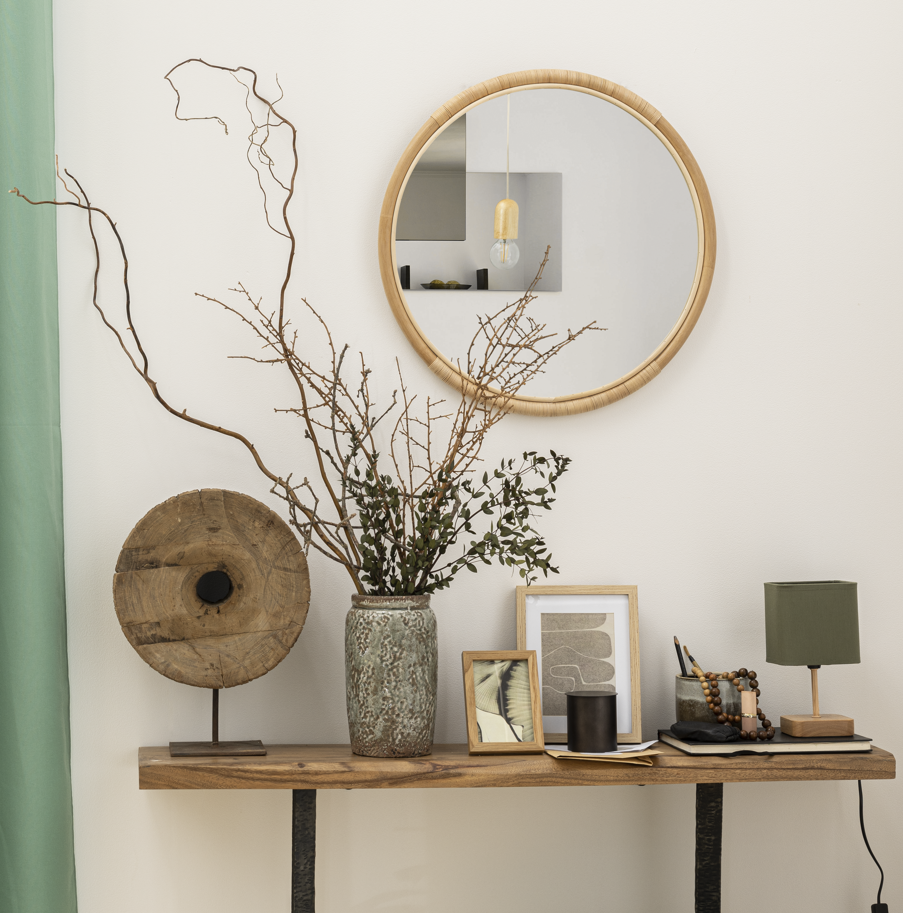 Espelho decorativo com moldura Rattan 58x58 cm - 20