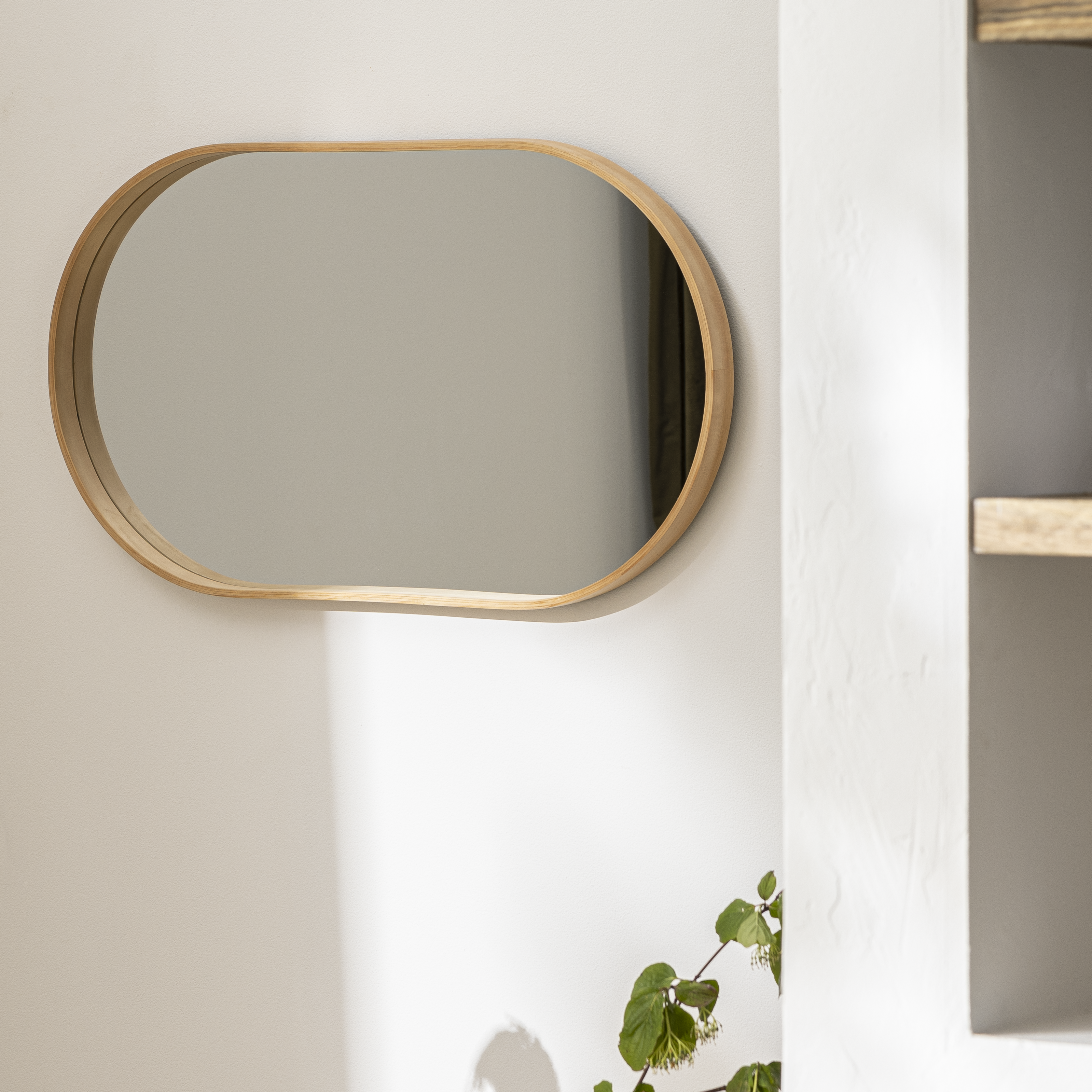Miroir ovale bois naturel Nordik INSPIRE, l.42 x H.72 cm - 4
