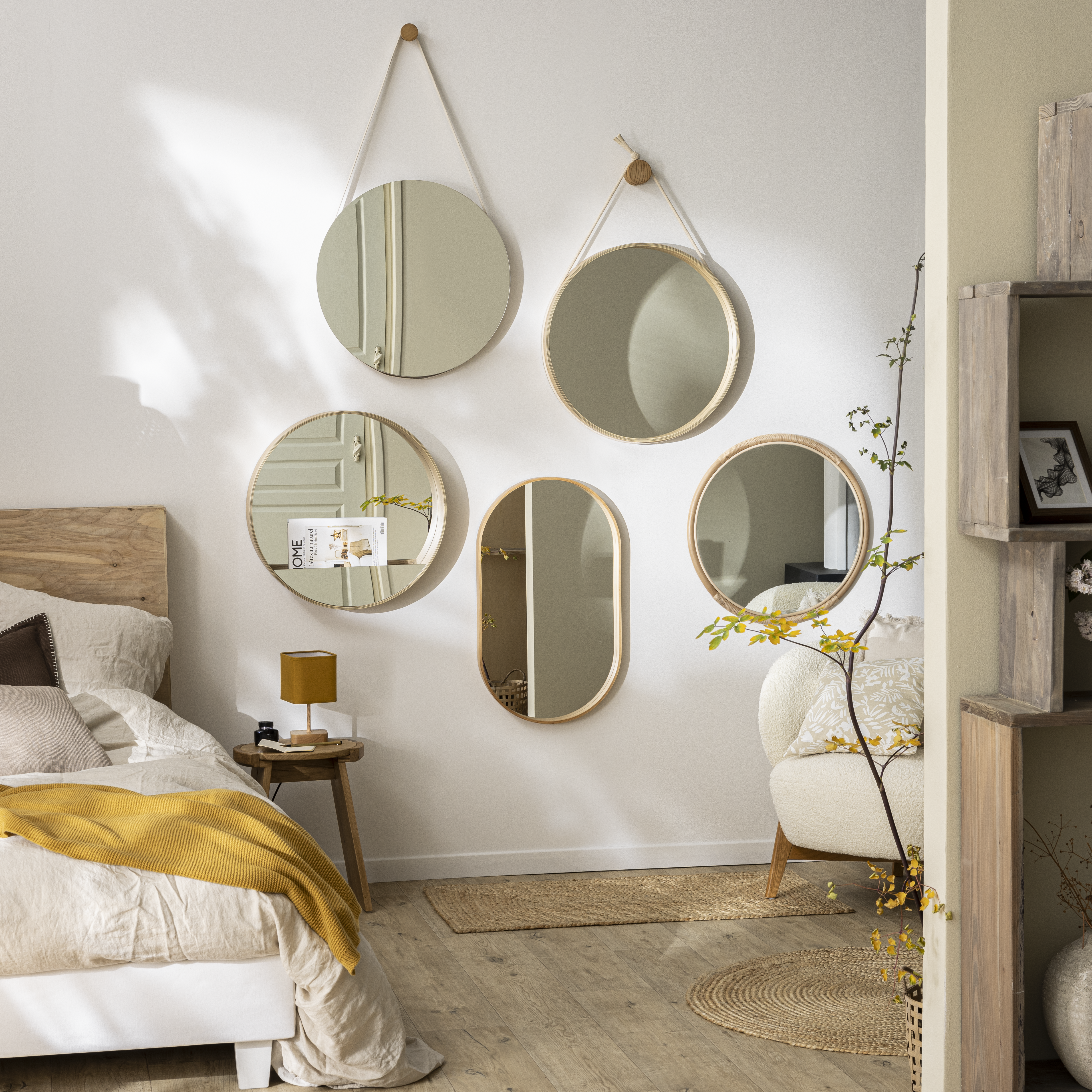 Espelho decorativo com moldura Rattan 58x58 cm - 17