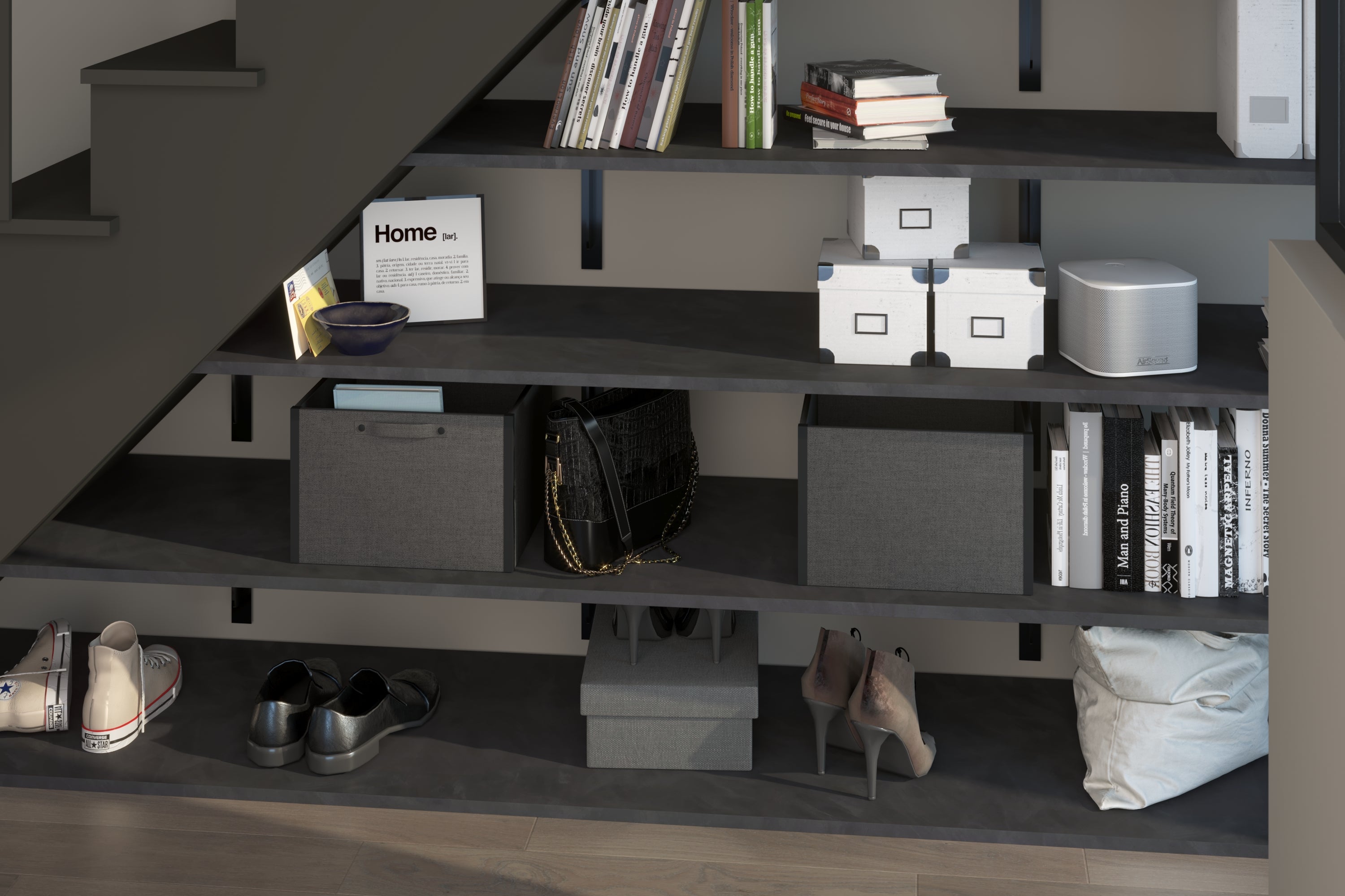 Tablette revêtu mélaminé, décor steam noir, L.250 x l.50 cm x Ep.18 mm - 6