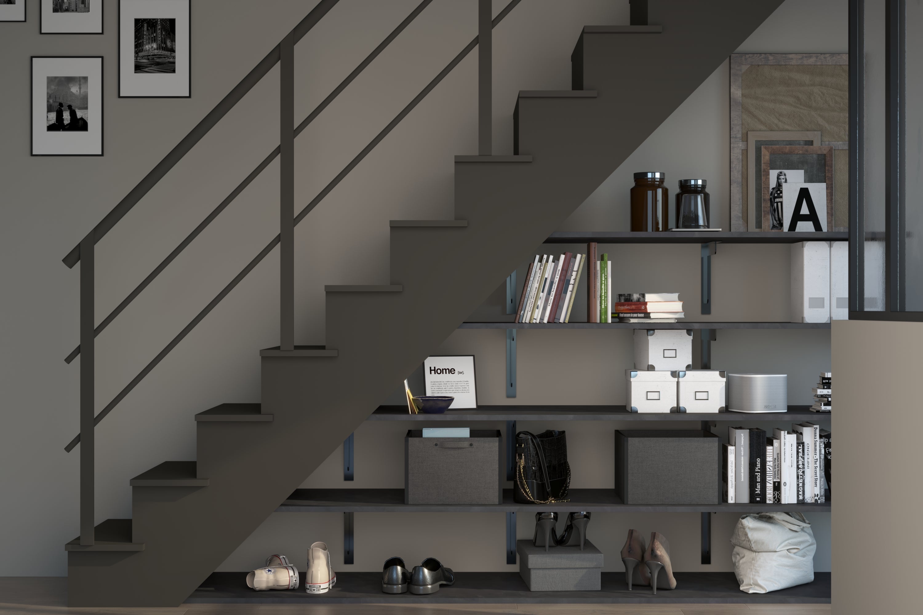 Tablette revêtu mélaminé, décor steam noir, L.250 x l.50 cm x Ep.18 mm - 7