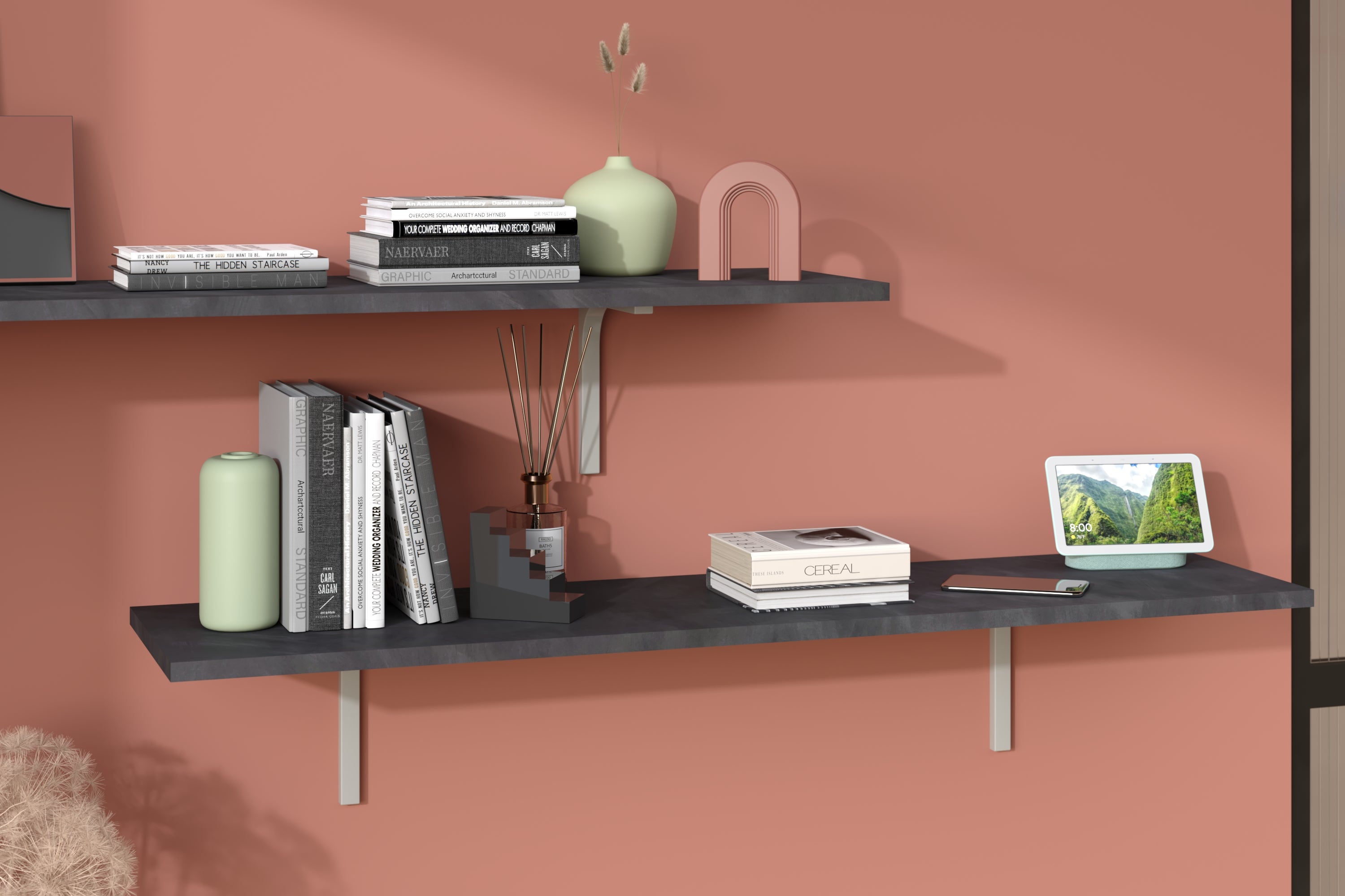 Tablette revêtu mélaminé, décor steam noir, L.250 x l.50 cm x Ep.18 mm - 3