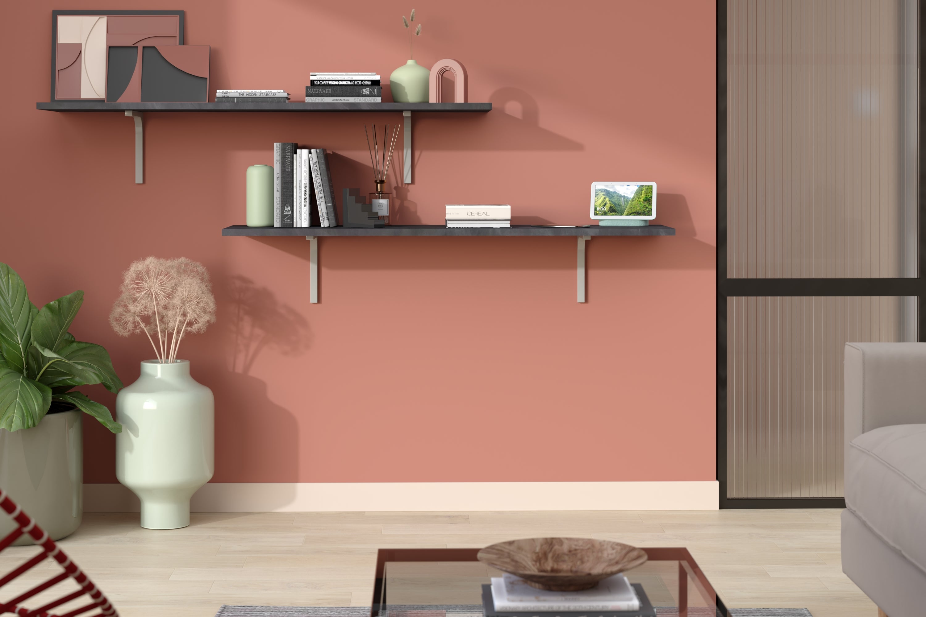 Tablette revêtu mélaminé, décor steam noir, L.250 x l.50 cm x Ep.18 mm - 4