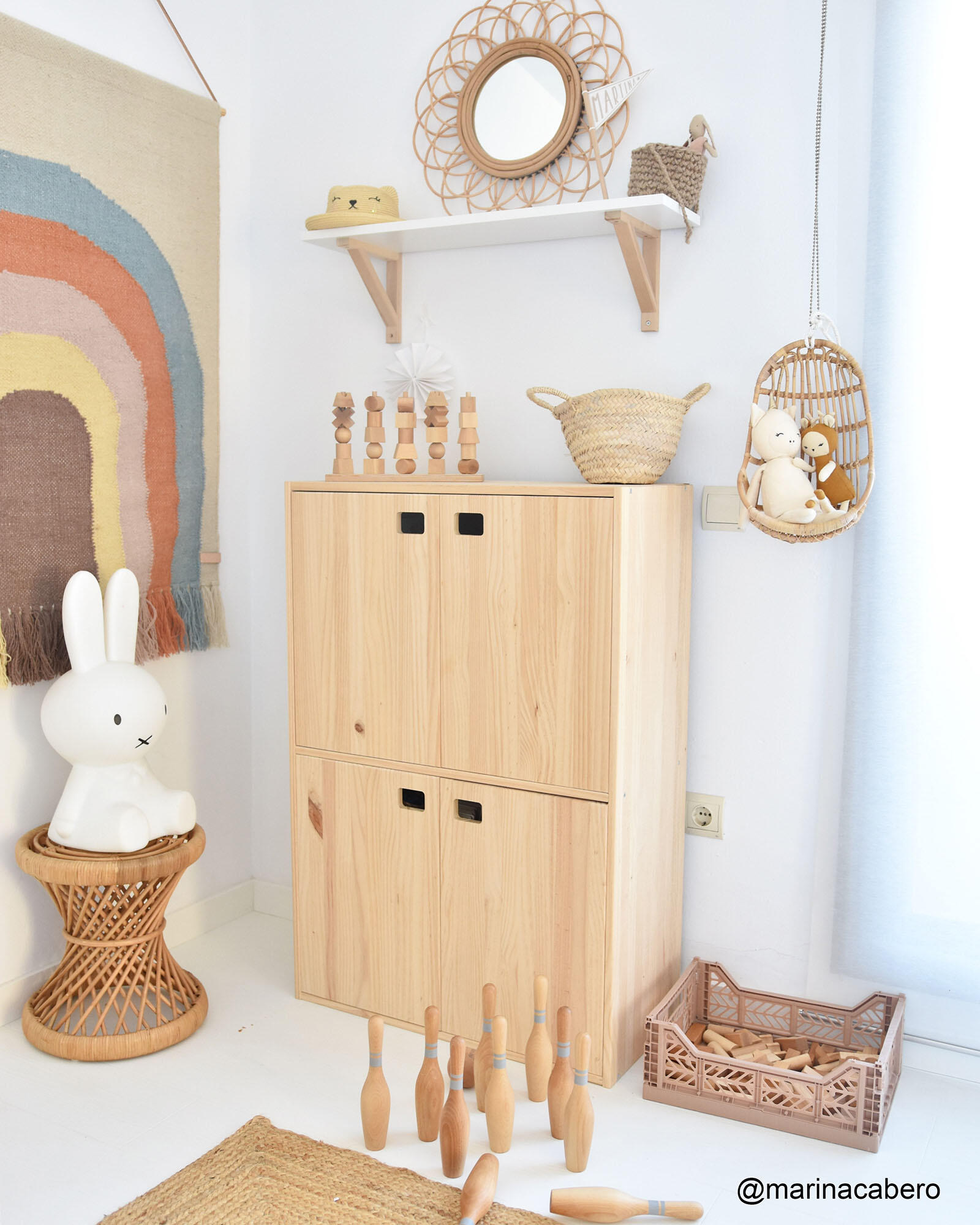 Scaffale Modulare Dinamic 4 Cubi – Legno Massello Di Pino, 70.8x70.8x33 Cm, Sistema Montessoriano, Per Casa O Ufficio