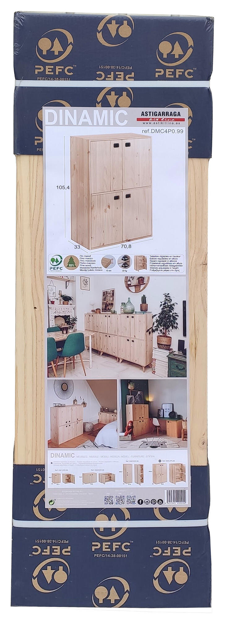 Estantería de madera en kit Dinamic de 70,8x105,4x33 cm y 50 kg max, por balda - 21