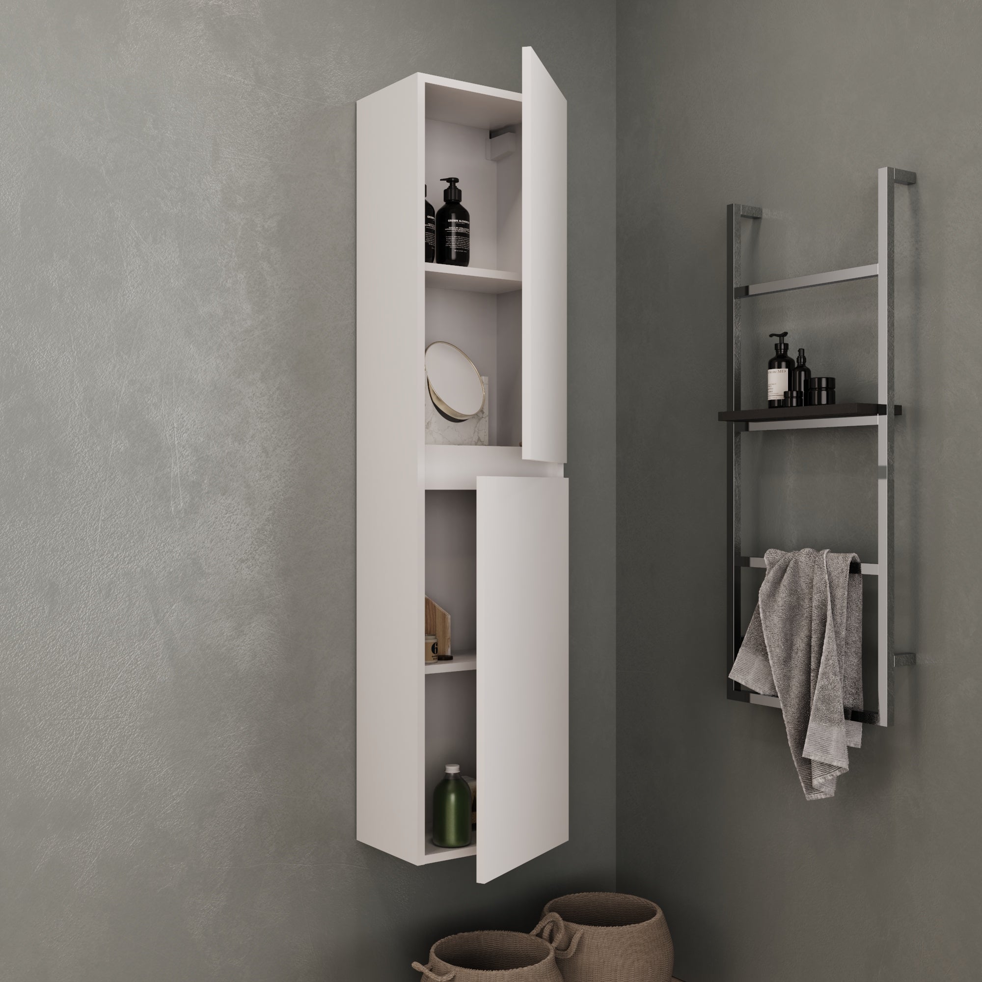 Móvel de casa banho alto 35x25x150 cm branco Brest - 3