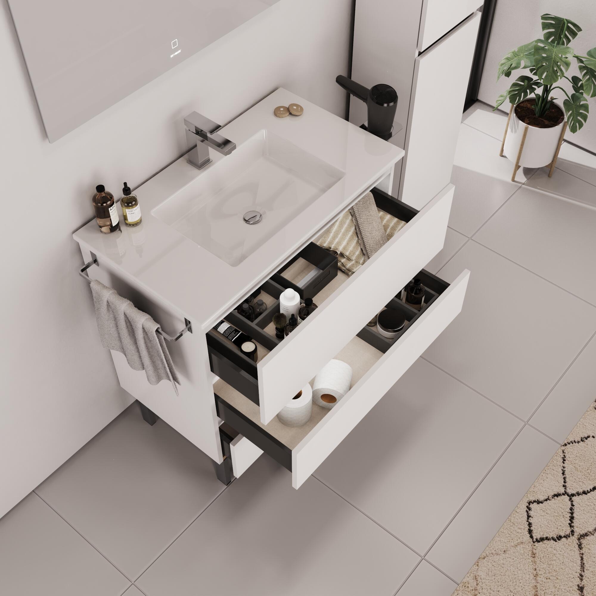 Móvel de casa de banho 80x46x84 cm branco Brest - 3