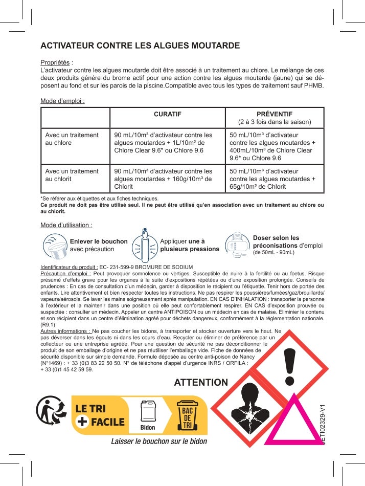 Anti algues moutarde piscine, liquide 1L - 3