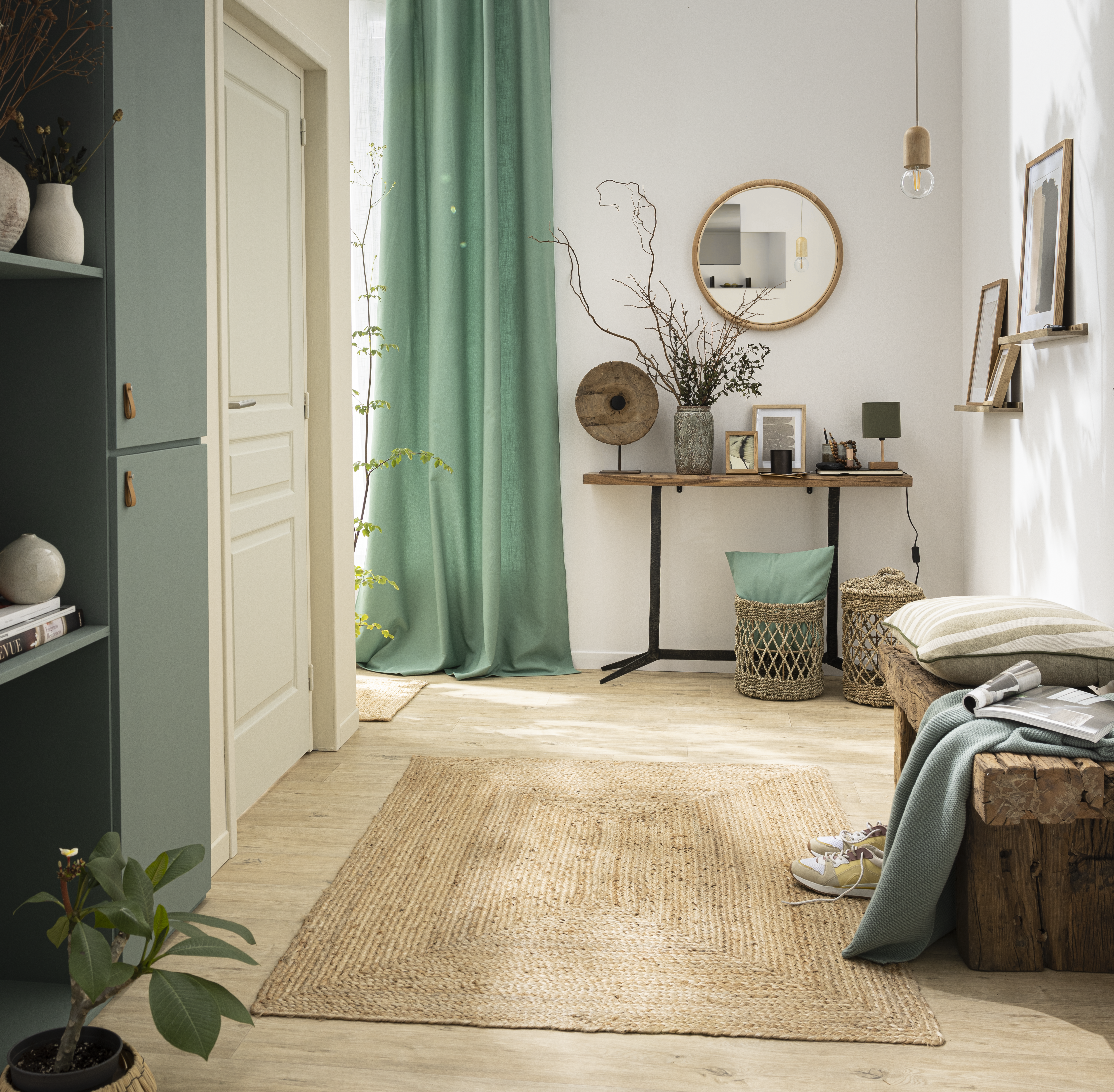 Espelho decorativo com moldura Rattan 58x58 cm - 14