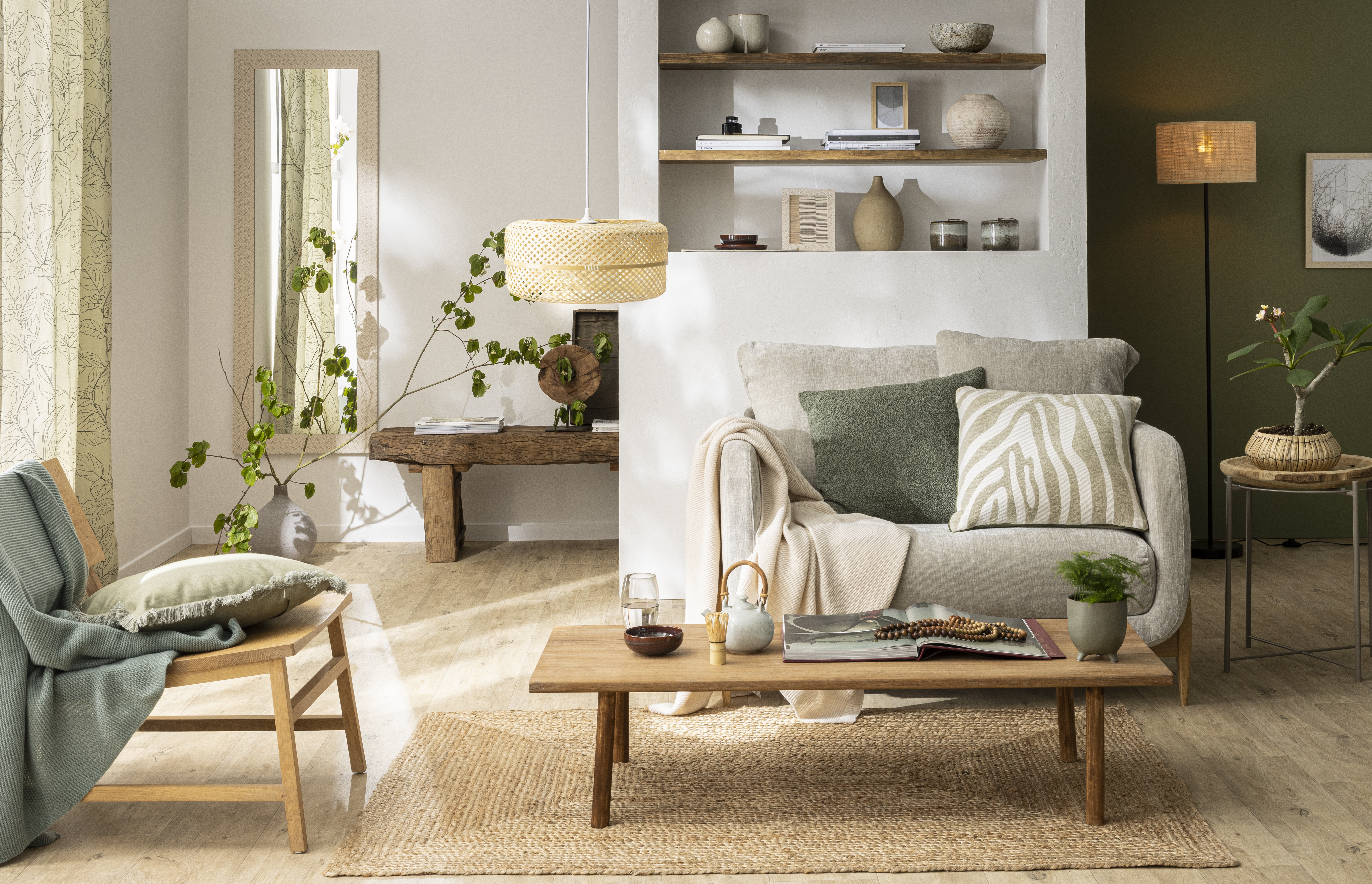 Lampa wisząca Palanga biała bambus E27 Inspire - 20