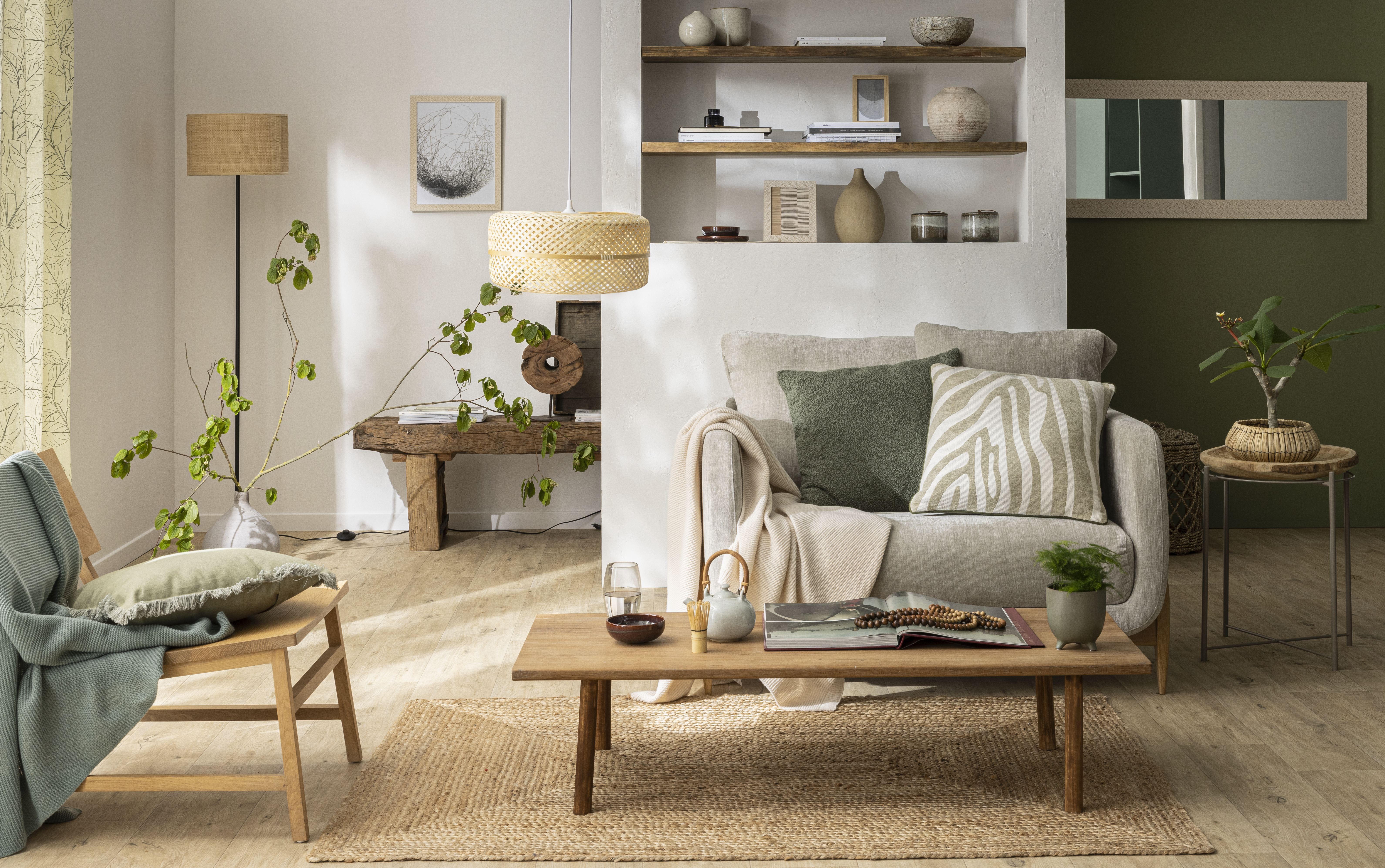 Lampa wisząca Palanga biała bambus E27 Inspire - 18