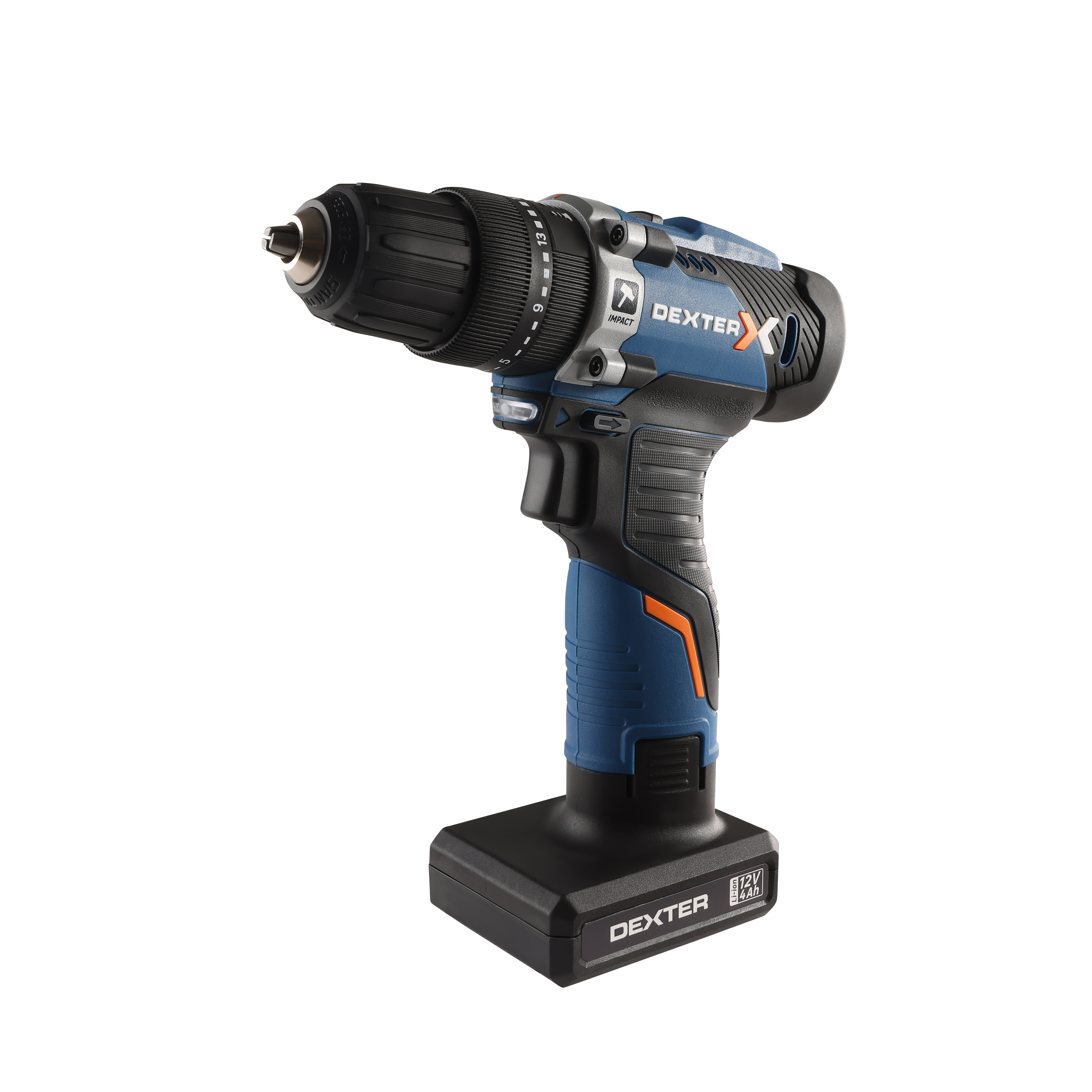 Wiertarko-wkrętarka udarowa 12V 30Nm 2+4Ah + ładowarka DEXTER - 7