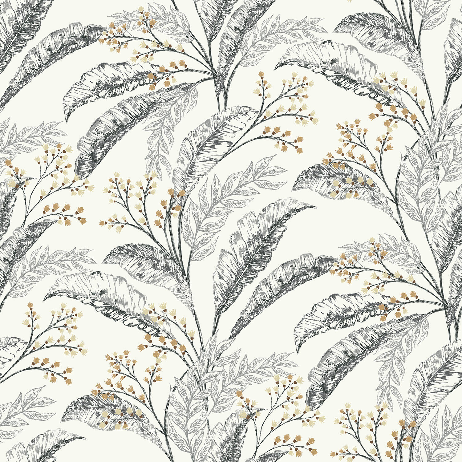 Papier peint intissé Feuilles nava INSPIRE gris - 2