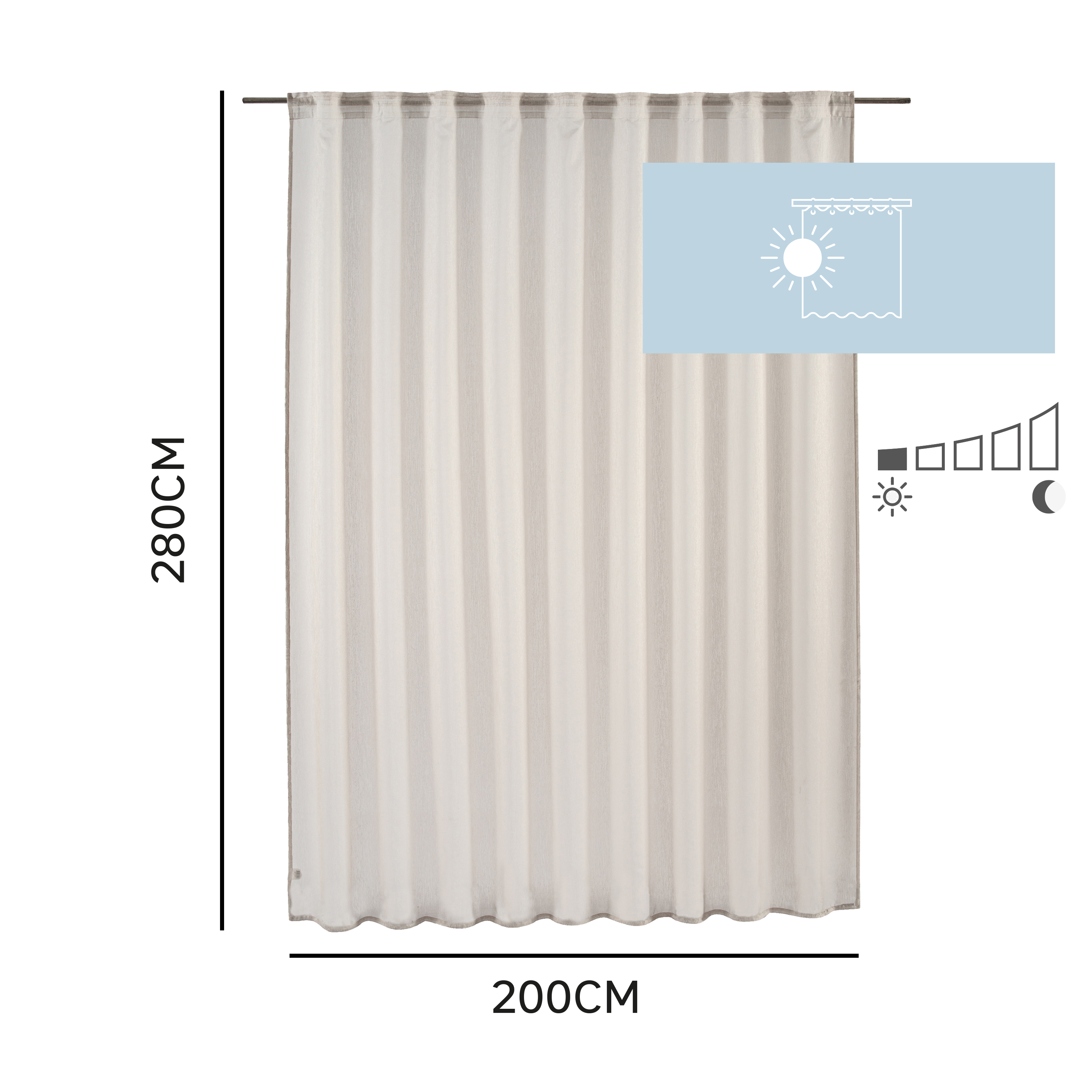 Tenda Voile Softy beige, fettuccia e passanti nascosti 200x280 cm INSPIRE - 21