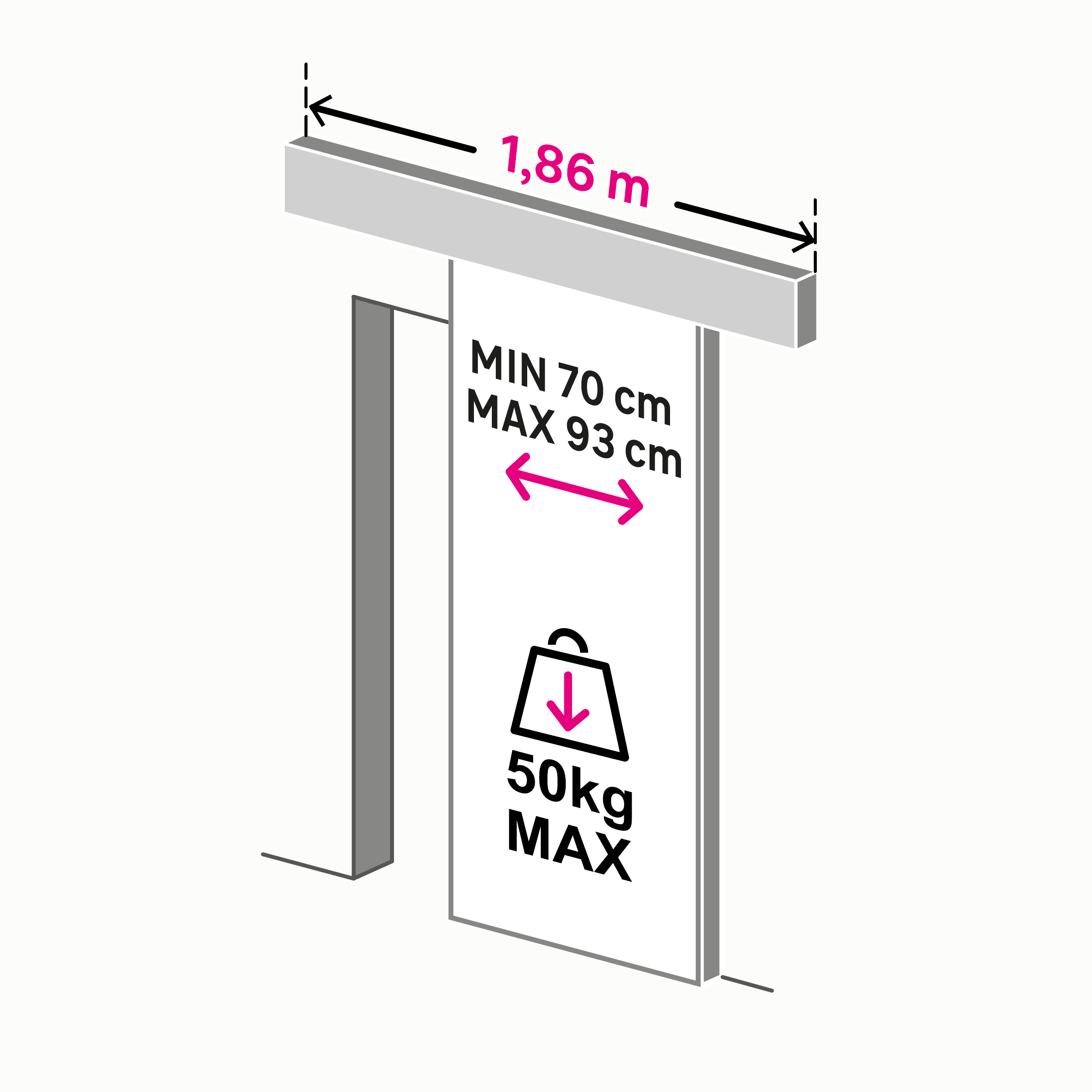Sistema scorrevole Loft in alluminio grigio verniciato per anta in legno e metallo, L 186 x H 3.5 cm - 3