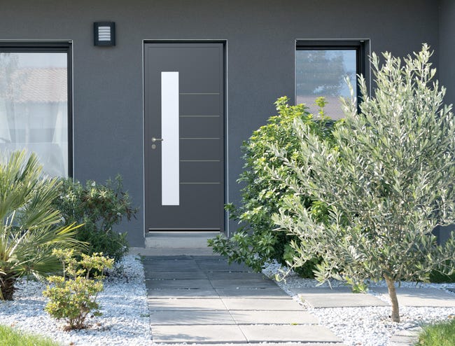 Porte D Entrée Vitrée Alu Gris Anthracite