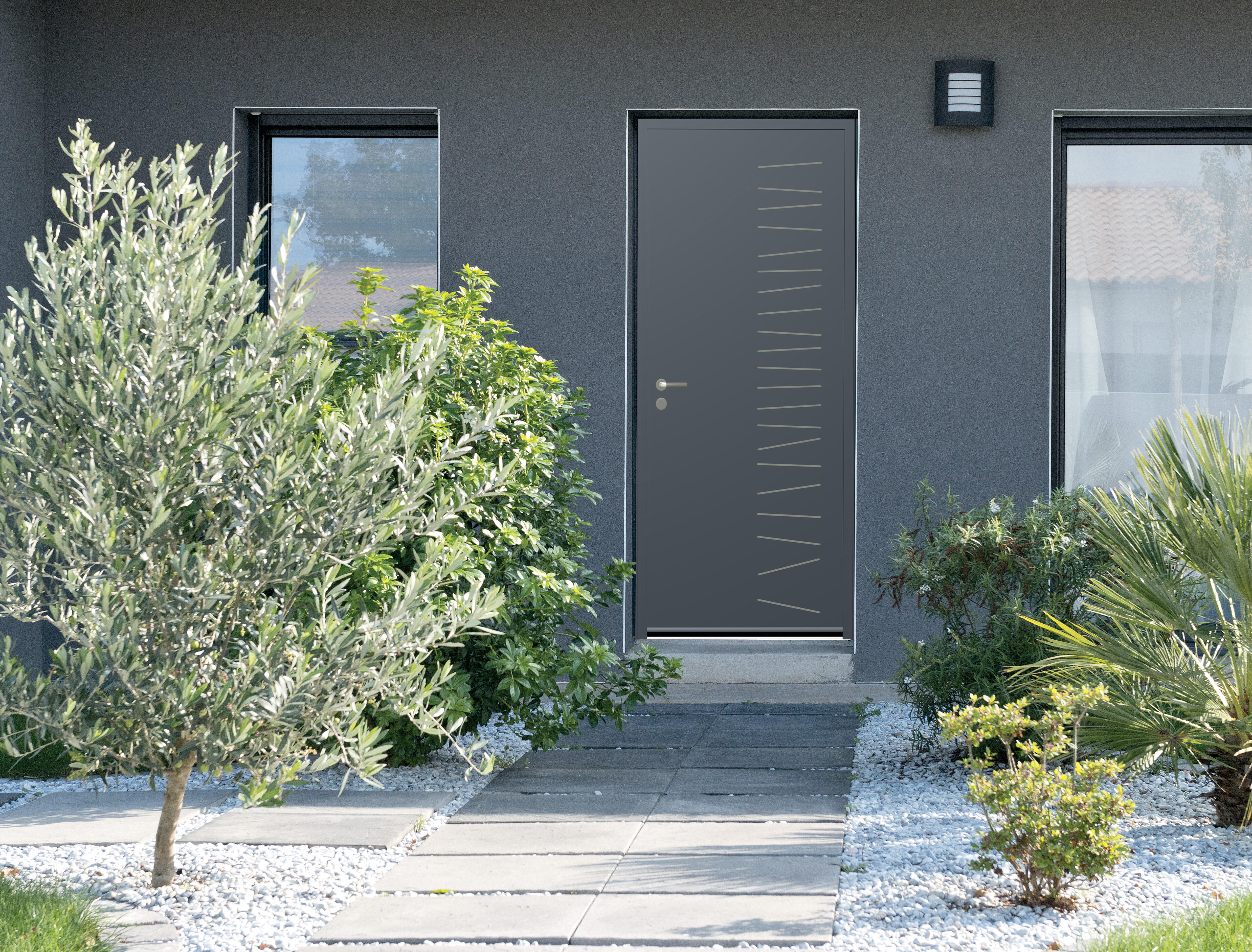Porte d'entrée Alu Versa H.215 x l.90 cm pleine gris anthracite