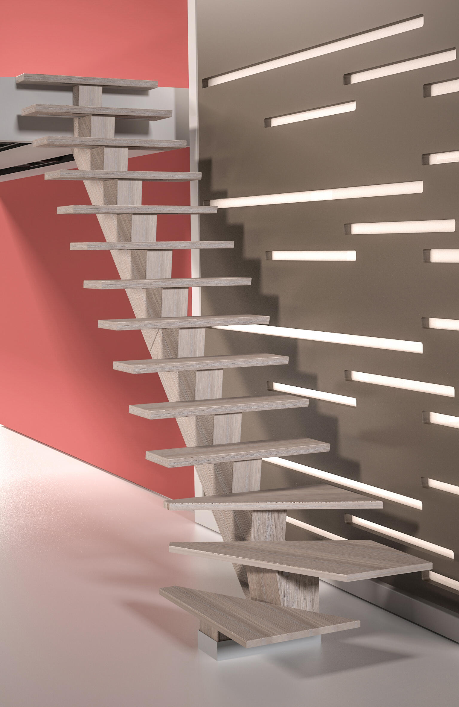 Escalera 1/4 de giro i kalea uso interior ancho 90cm acabado valchromat roble