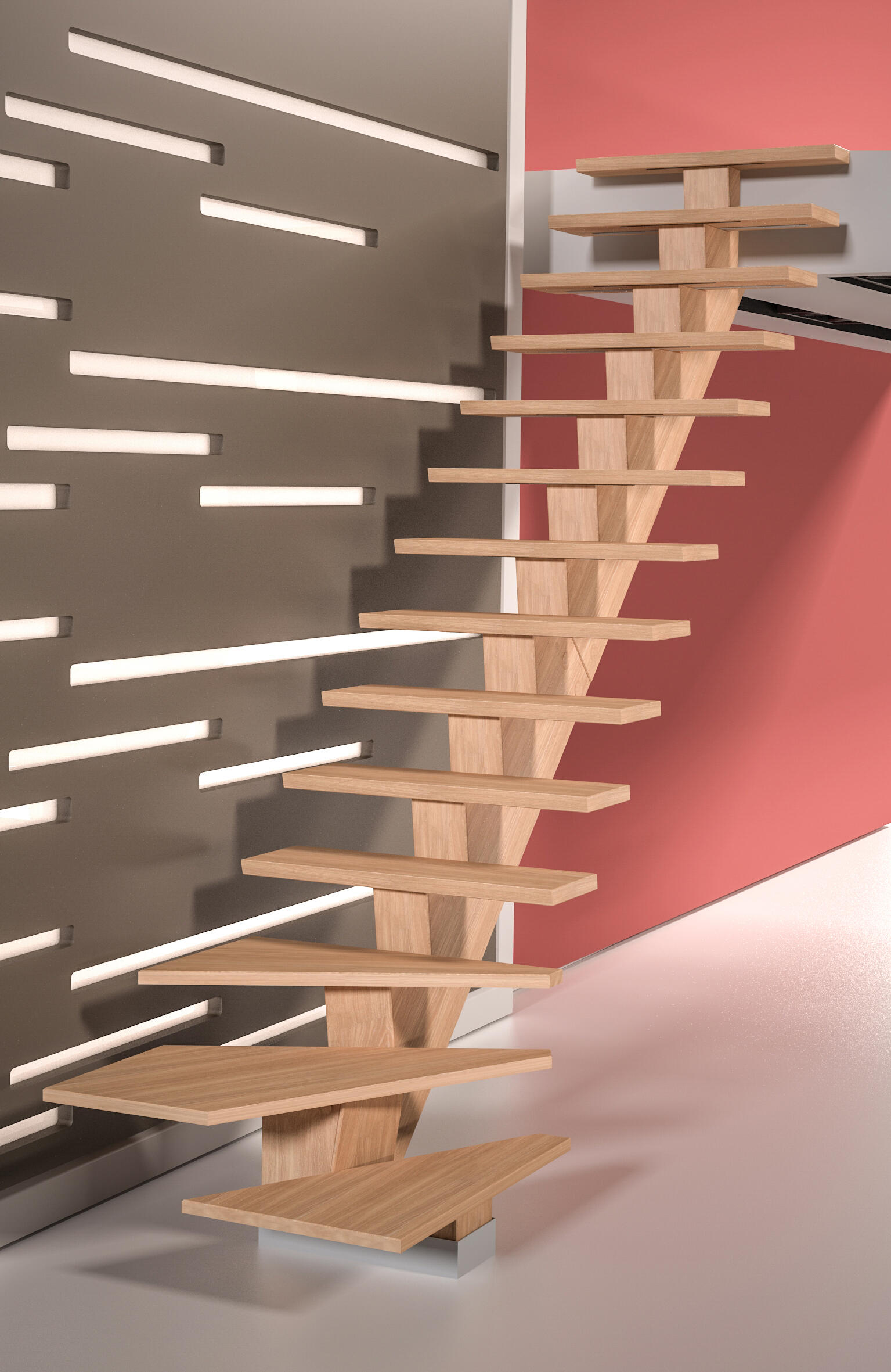 Escalera 1/4 de giro d kalea uso interior ancho 90cm acabado valchromat roble