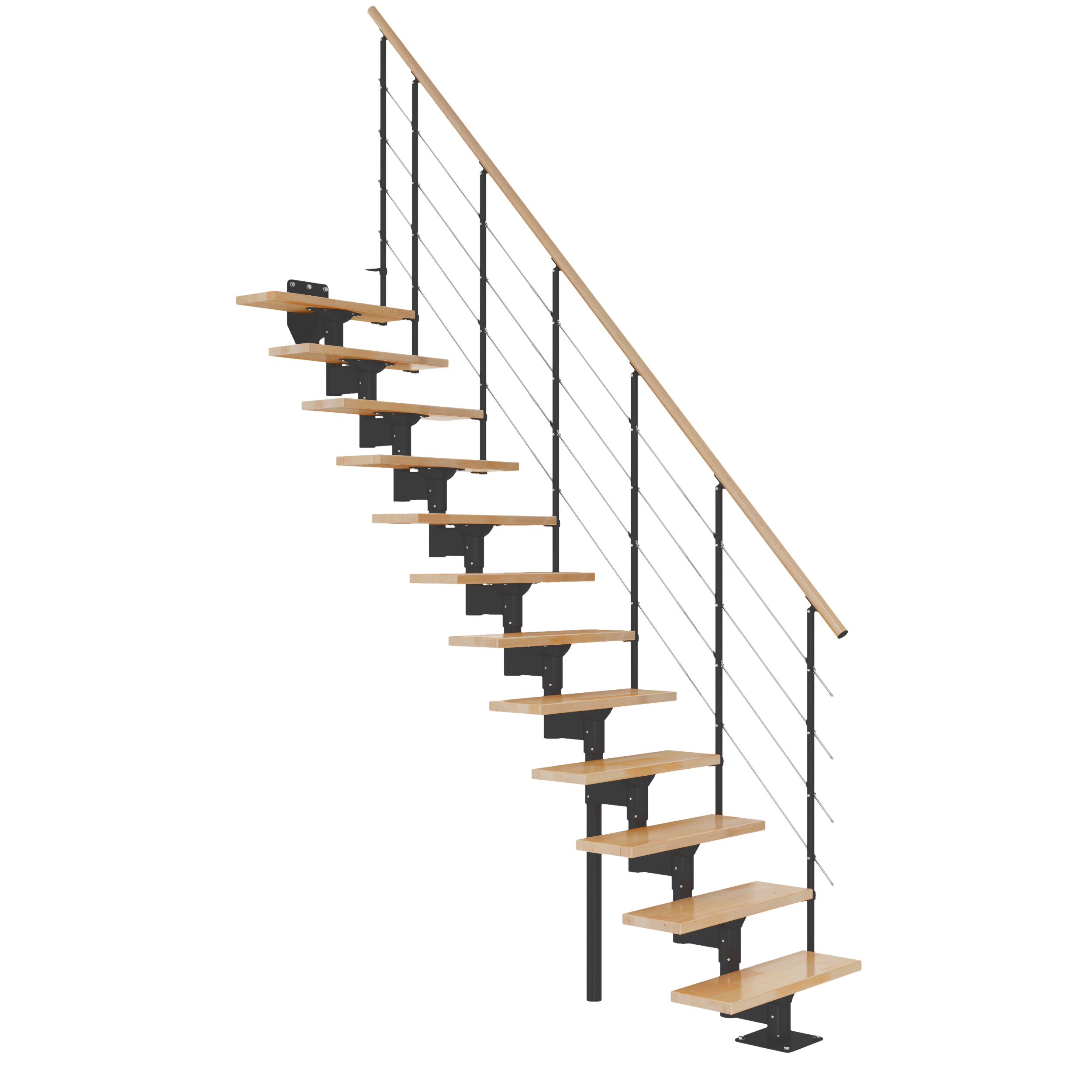 Schody modułowe antracytowe Boston stopnie szerokość 70 cm Buk 11 sztuk Dolle