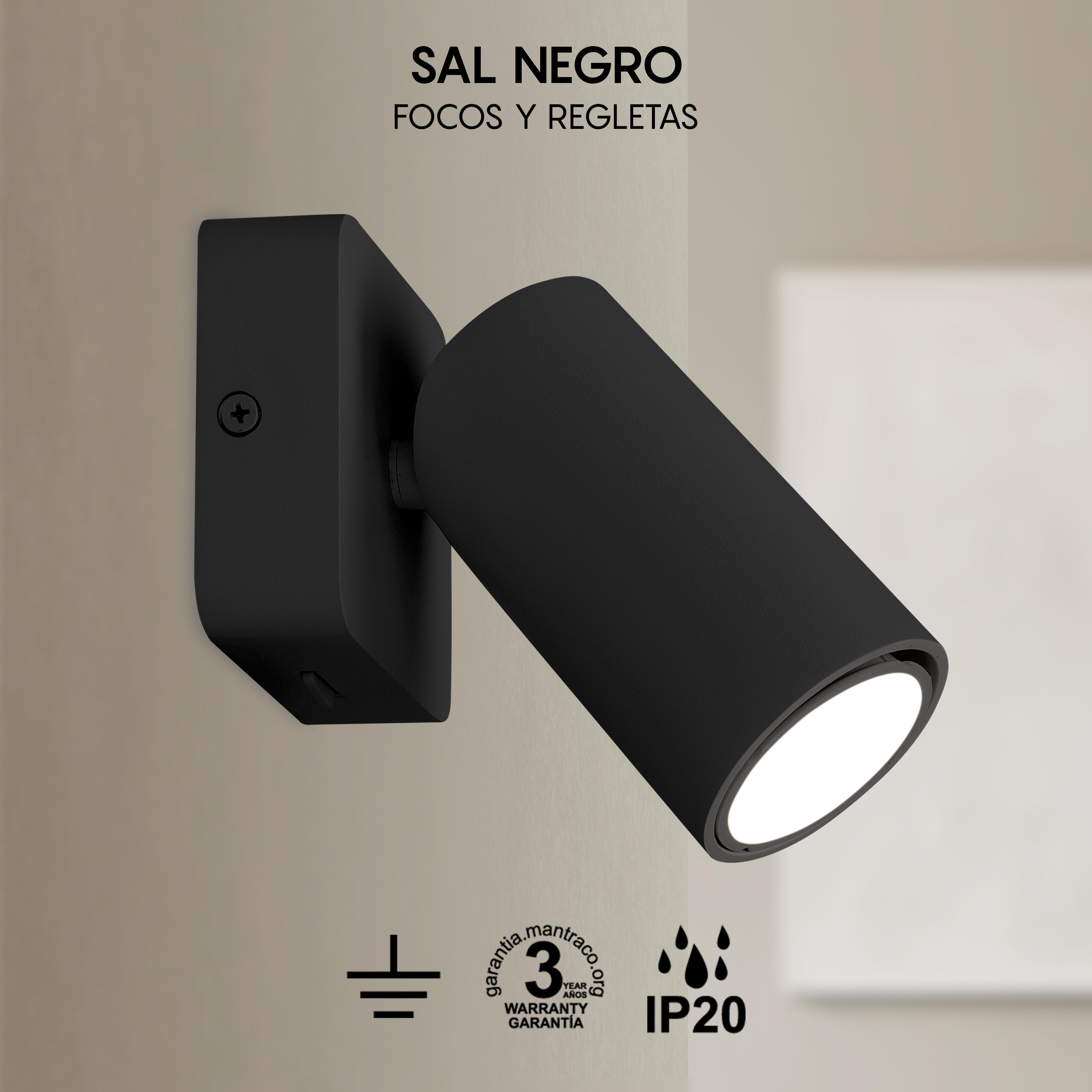 Aplique de pared Sal MANTRA de aluminio negro compatible con casquillo GU10 IP20 - 6